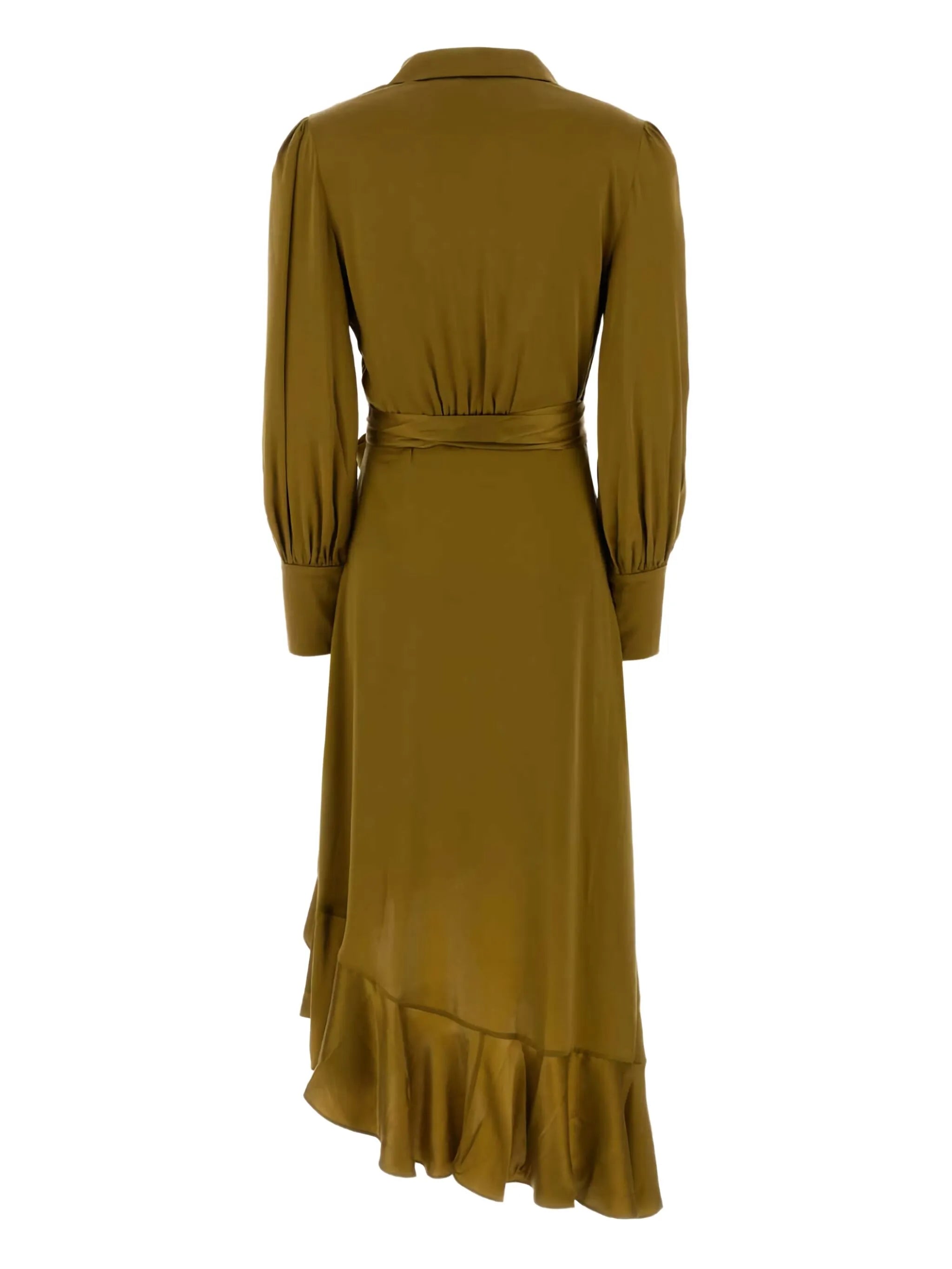 ruffled satin midi dress