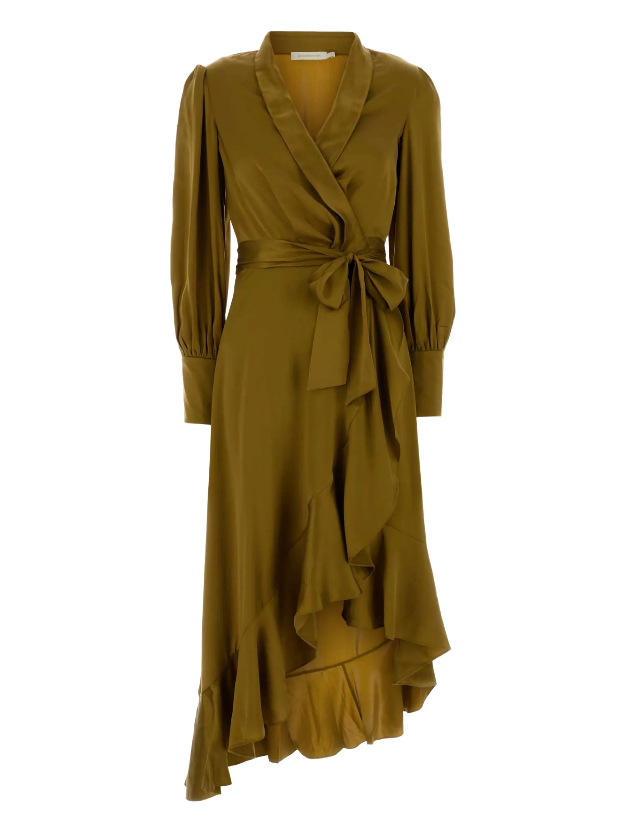 ruffled satin midi dress