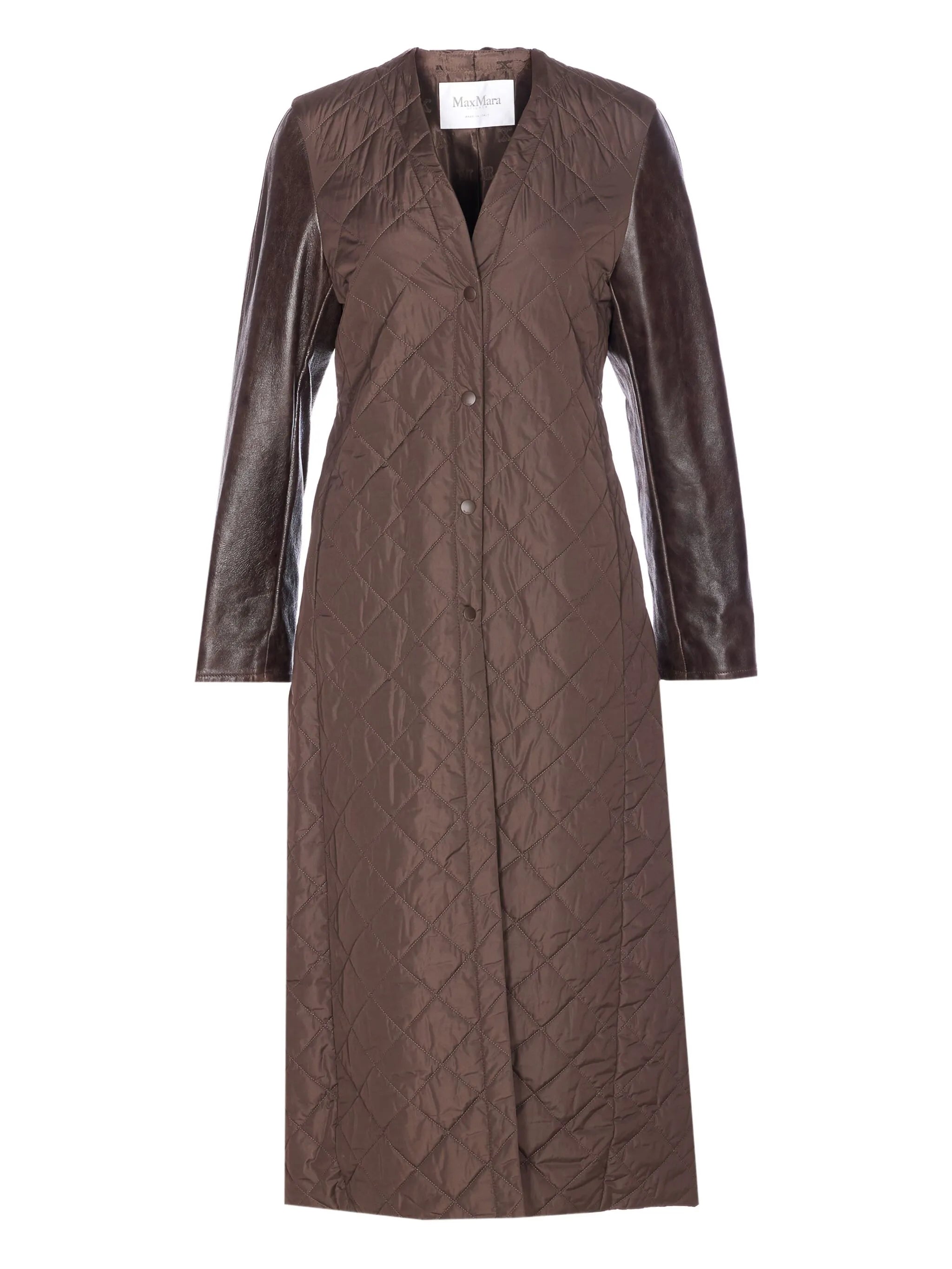 quilted leather sleeve berta coat