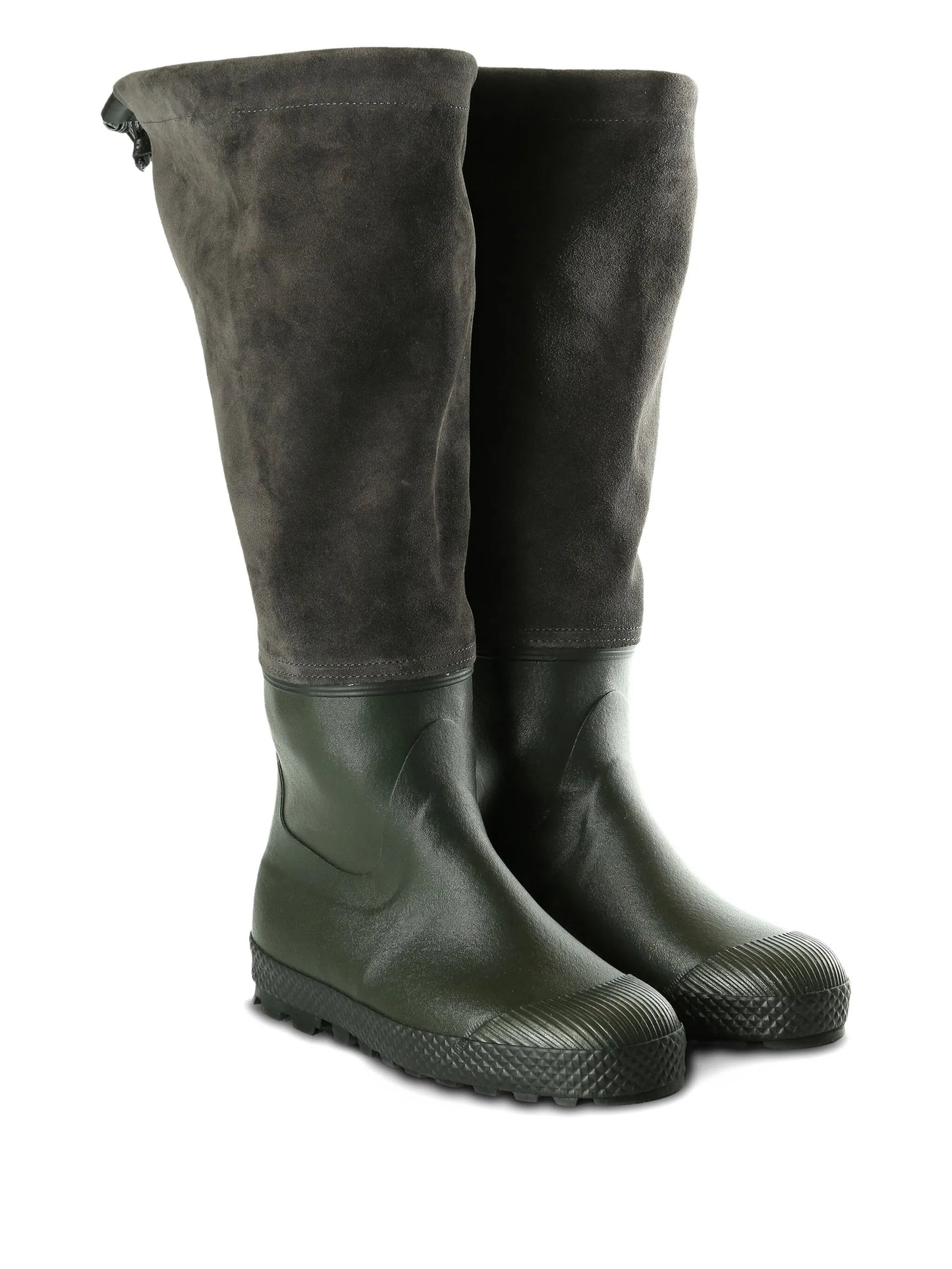 panelled velour rain boots
