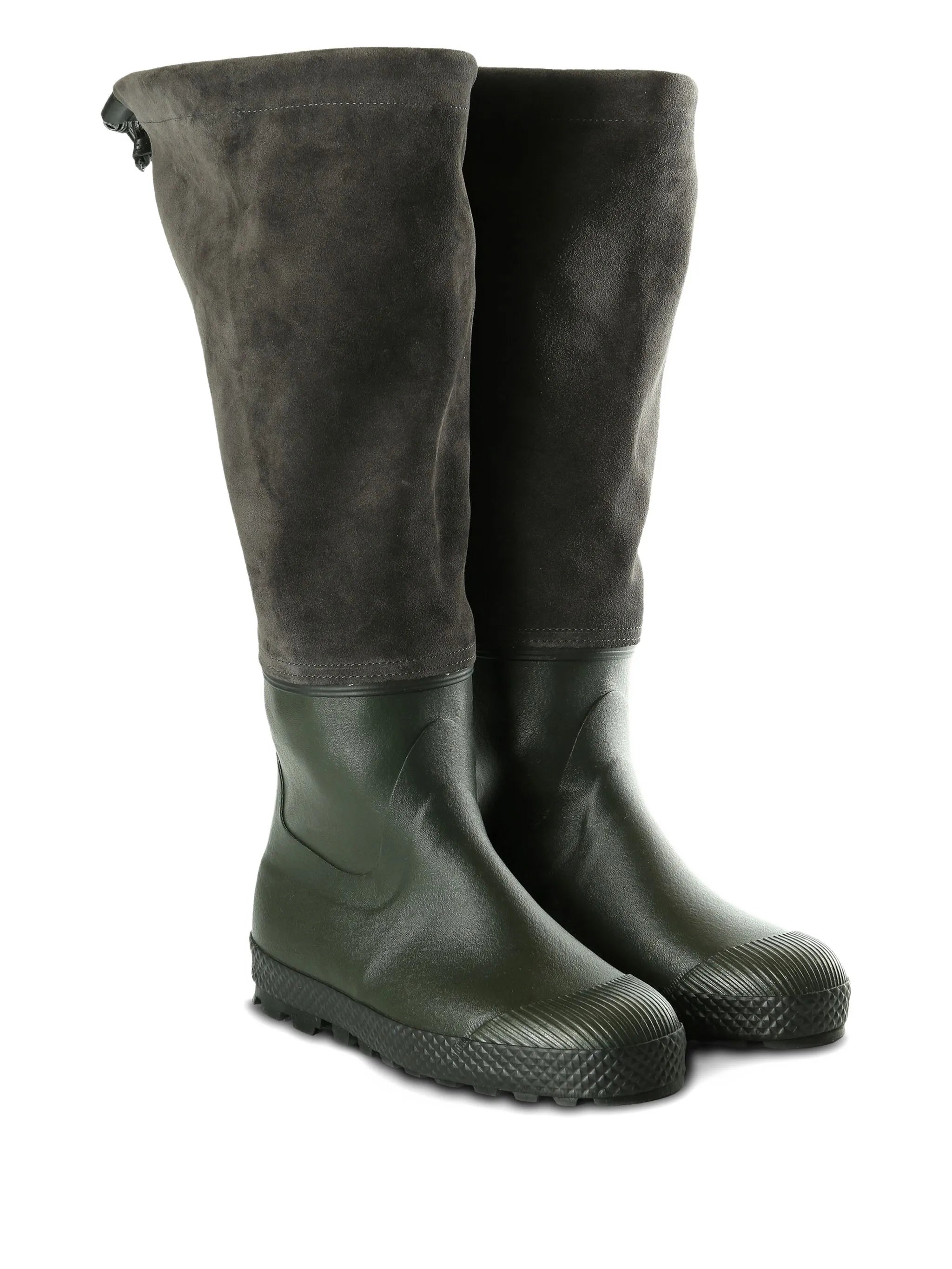 panelled velour rain boots