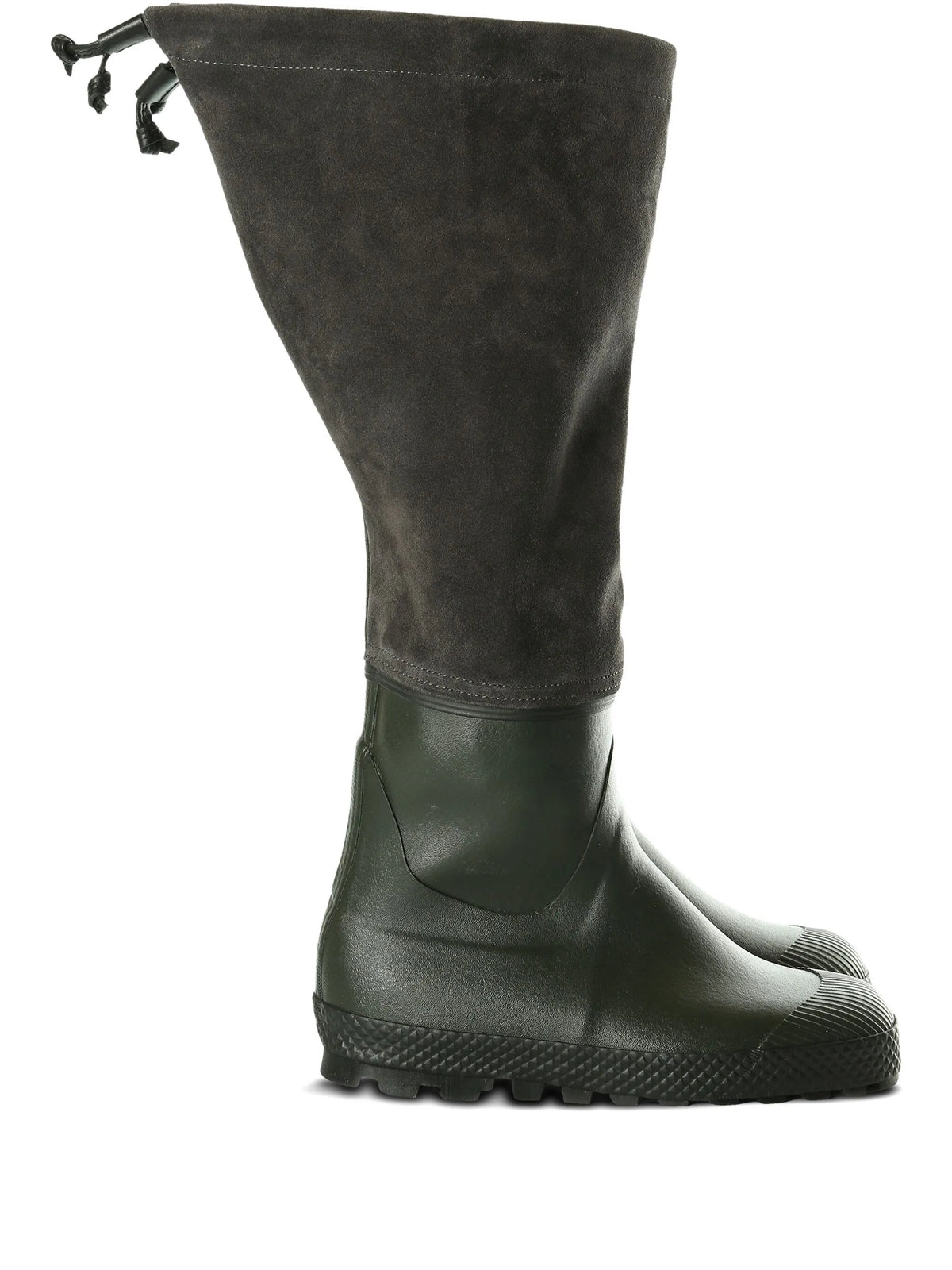 panelled velour rain boots