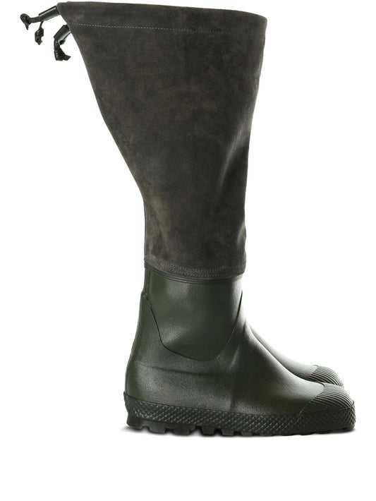 panelled velour rain boots