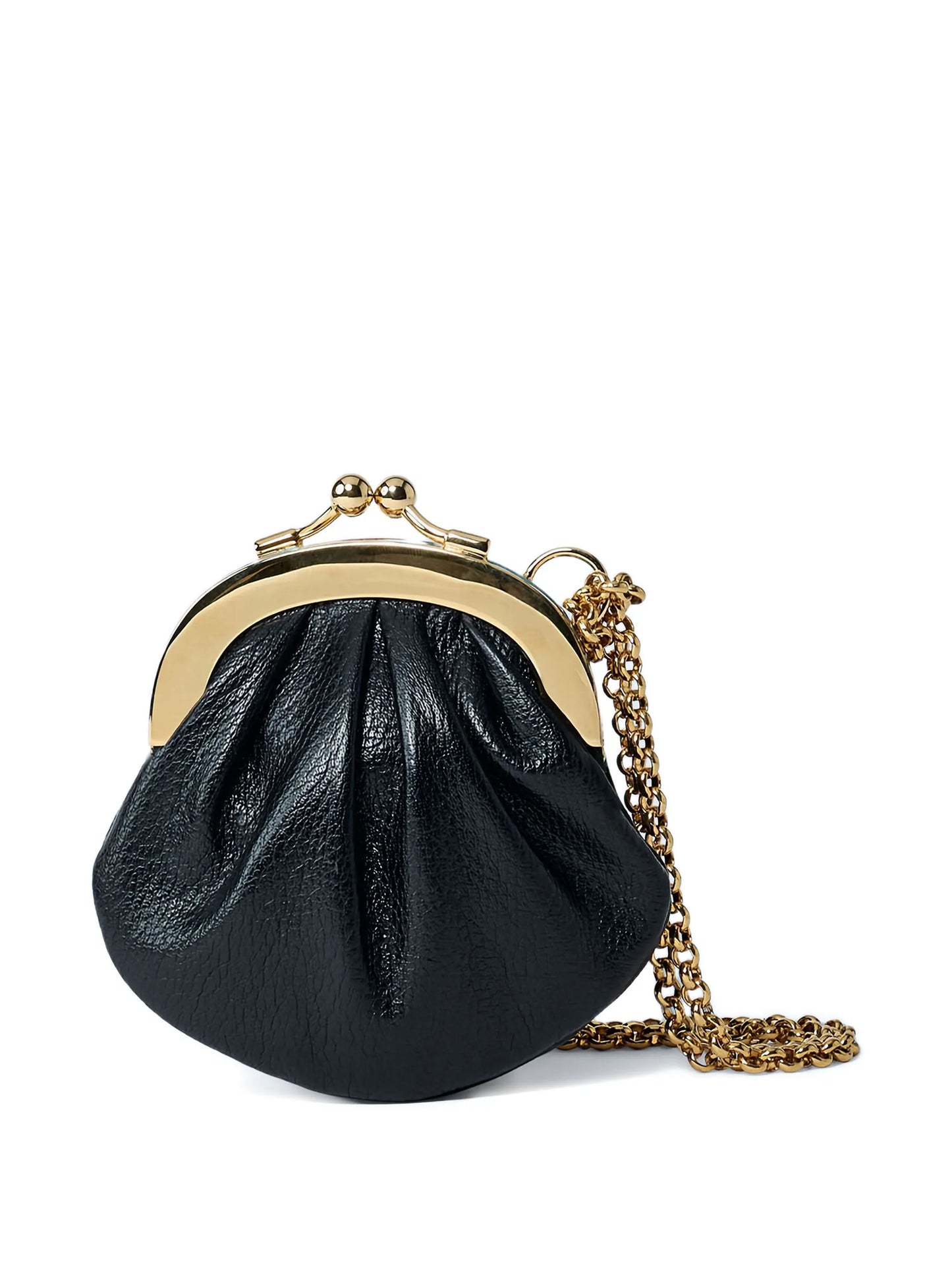 chain logo leather clutch bag