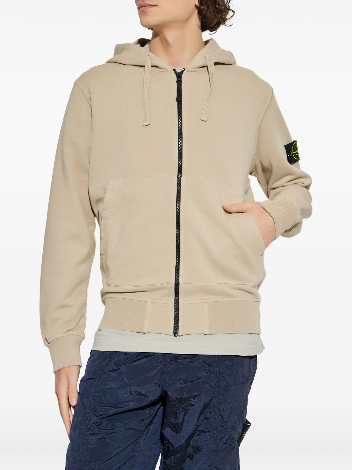logo-patch zip-up hoodie