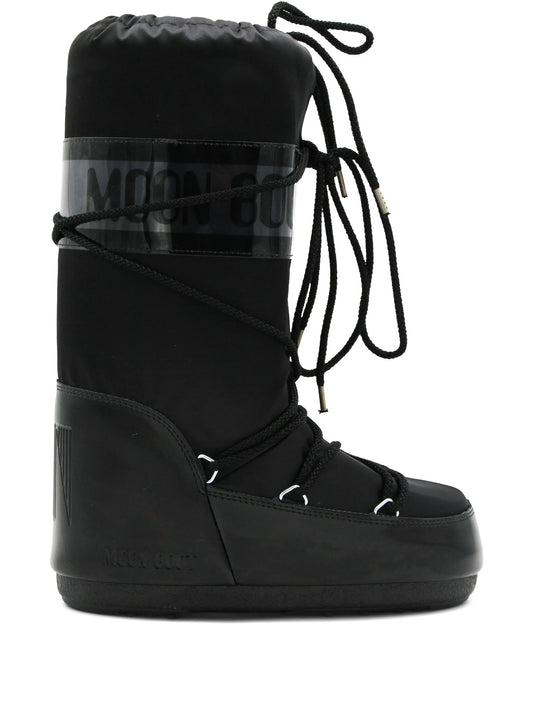 Icon Glance black satin boots