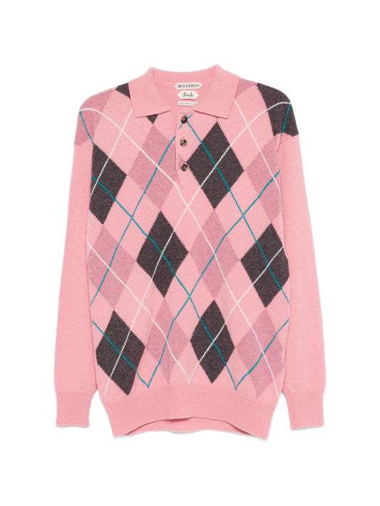 argyle knit polo top