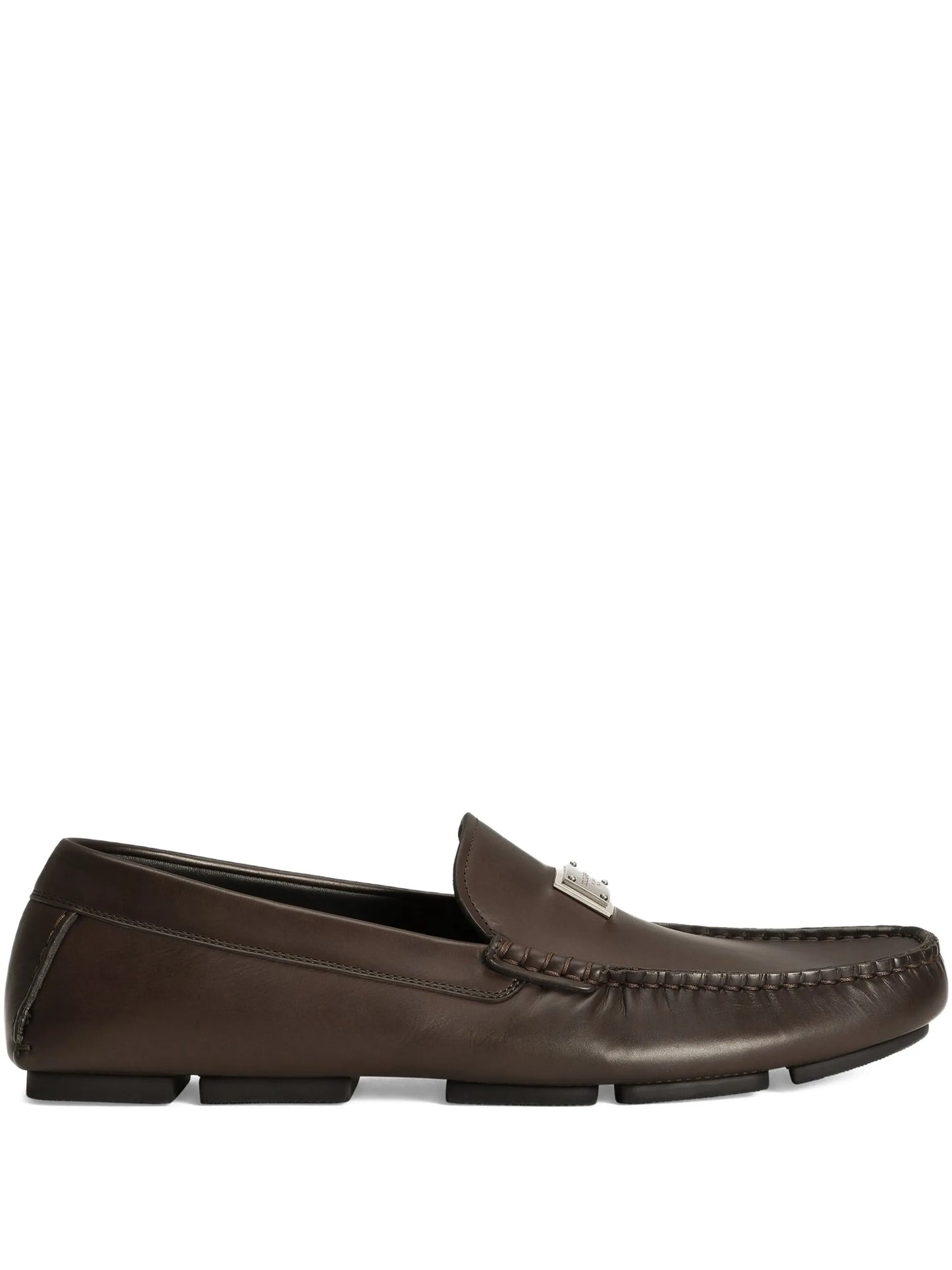 logo-plaque leather loafers