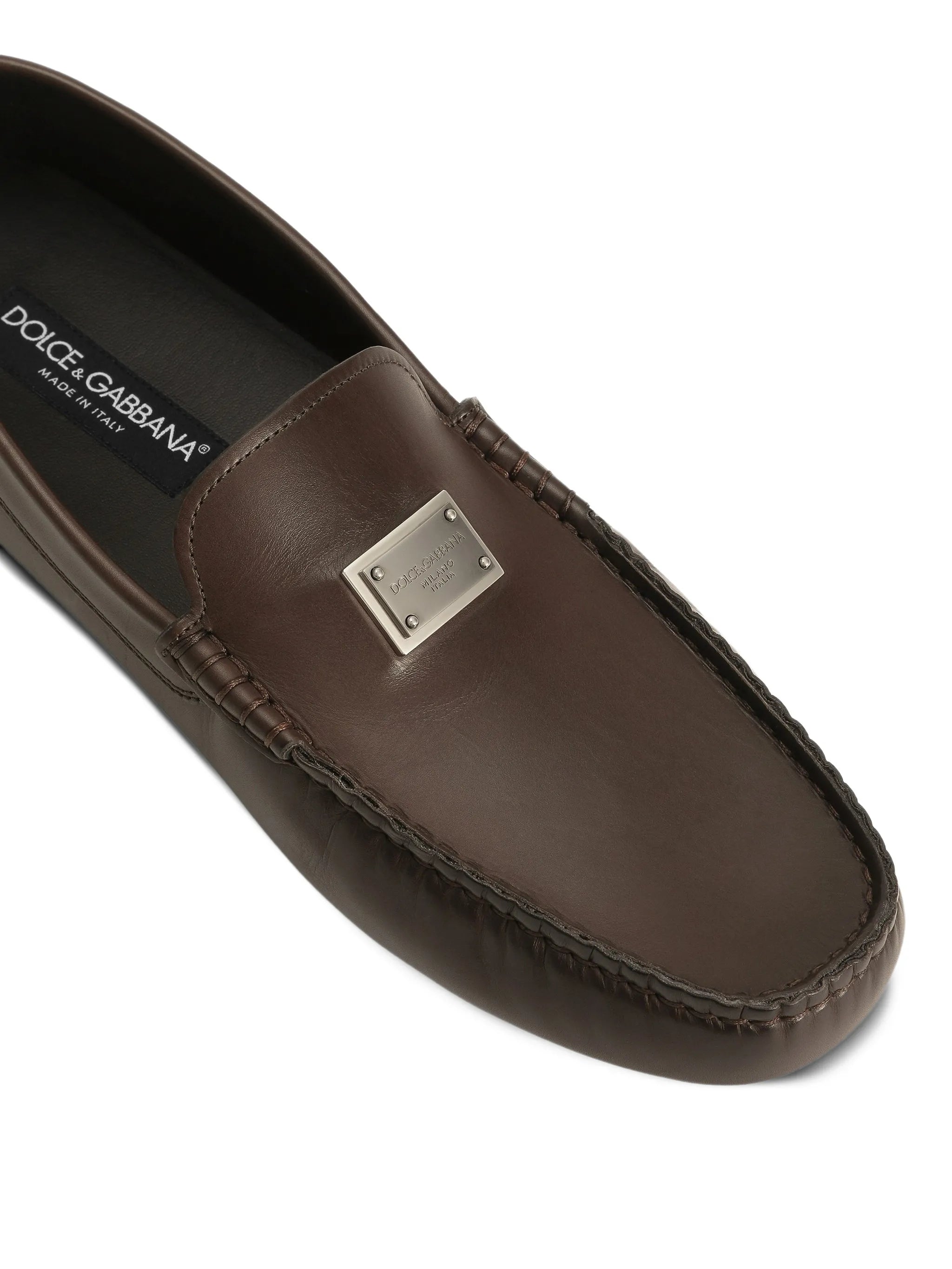 logo-plaque leather loafers