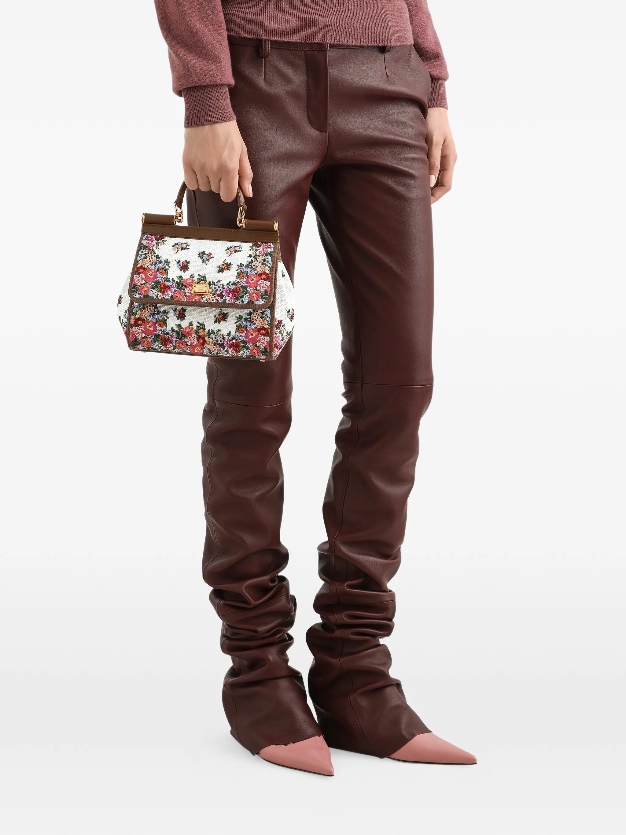 floral-print tote bag