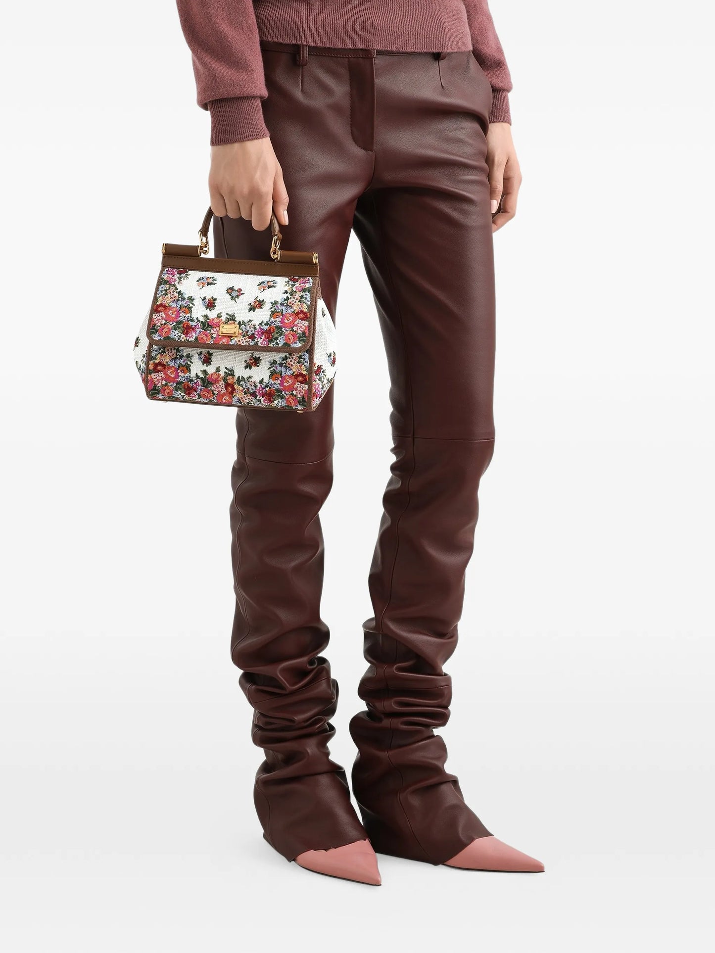 floral-print tote bag