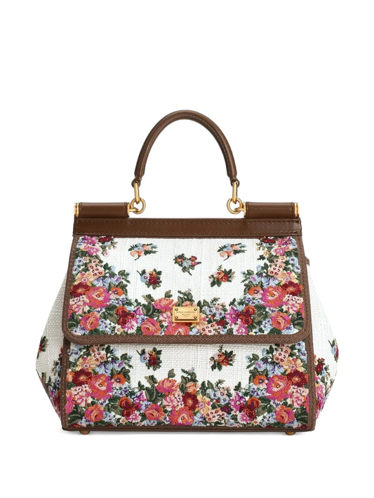 floral-print tote bag