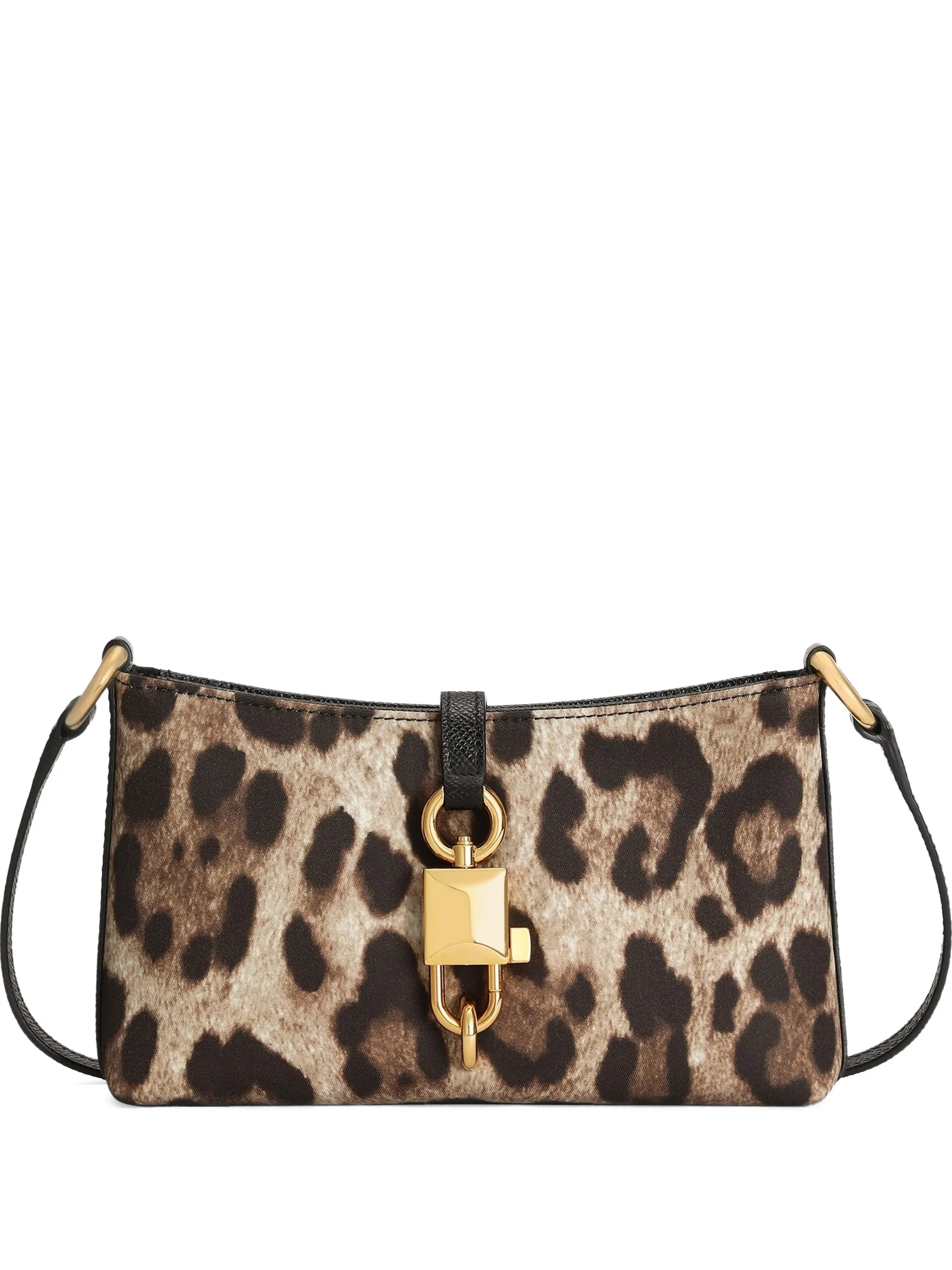 leopard-print padlock mini cross body bag