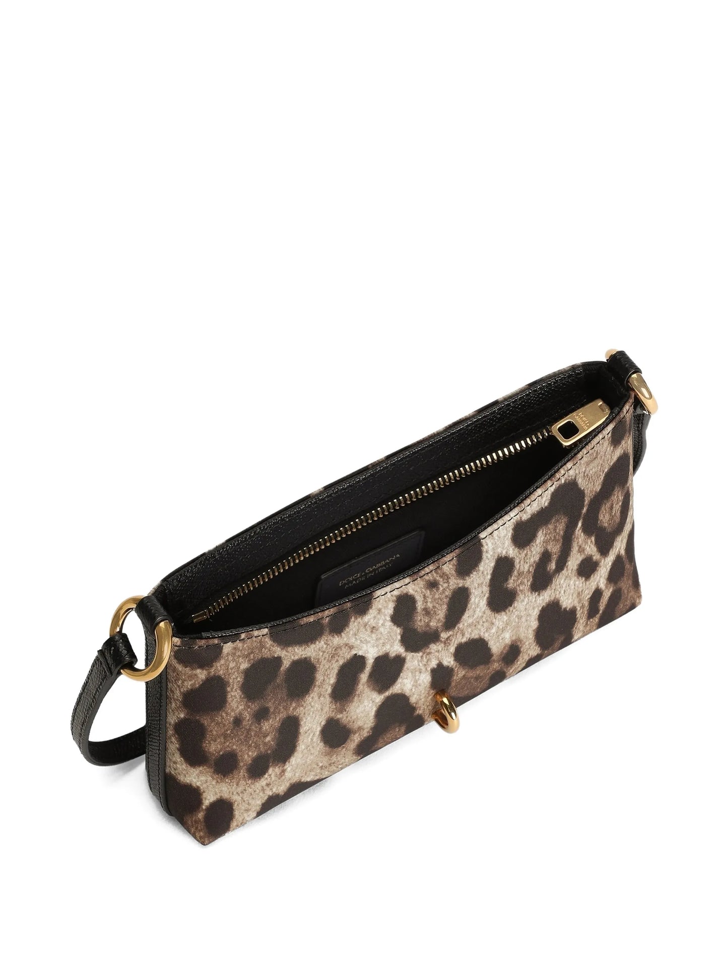 animal-printed lock-detail shoulder bag
