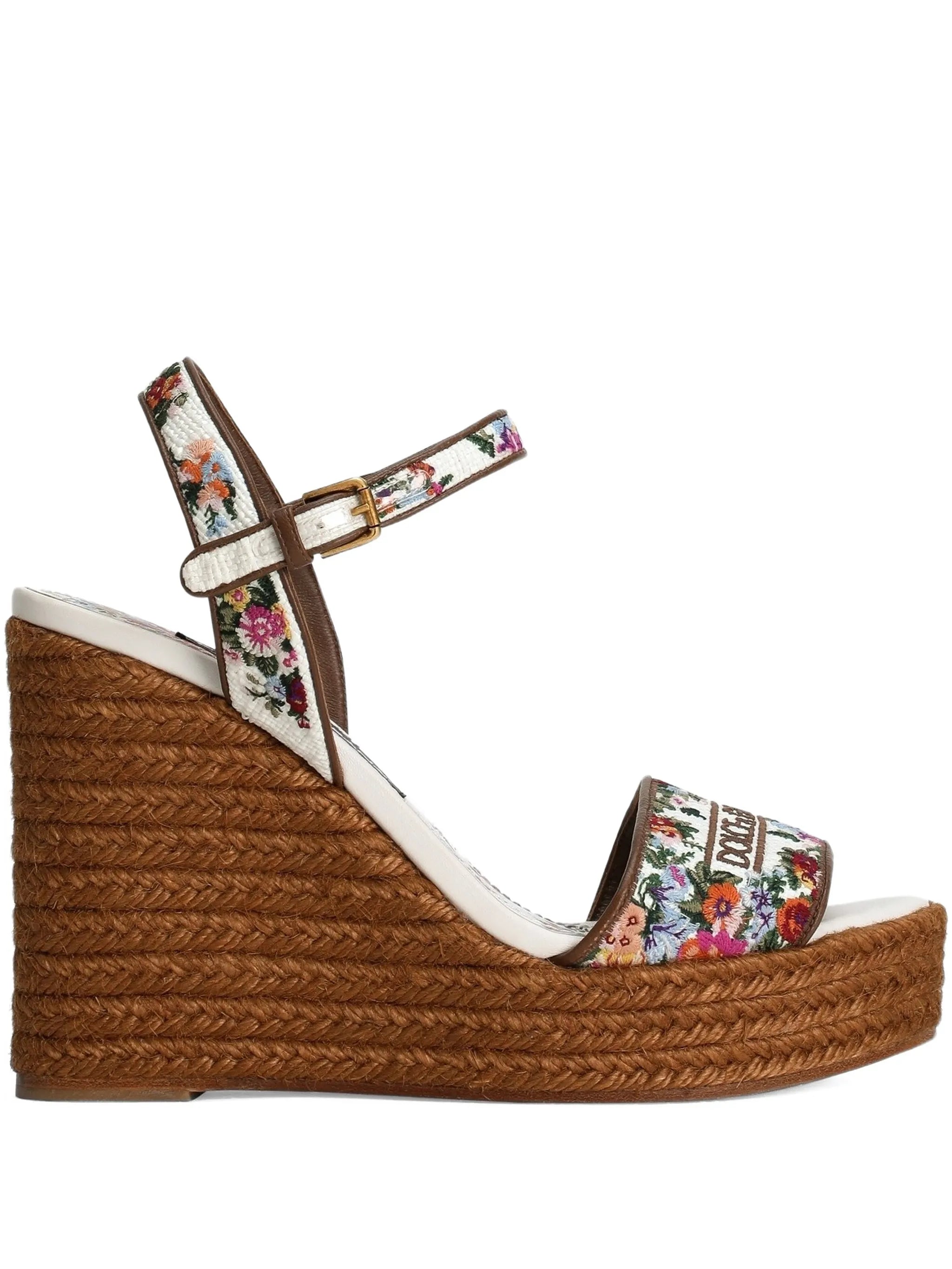 nappa-leather wedge-sandals with embroidery