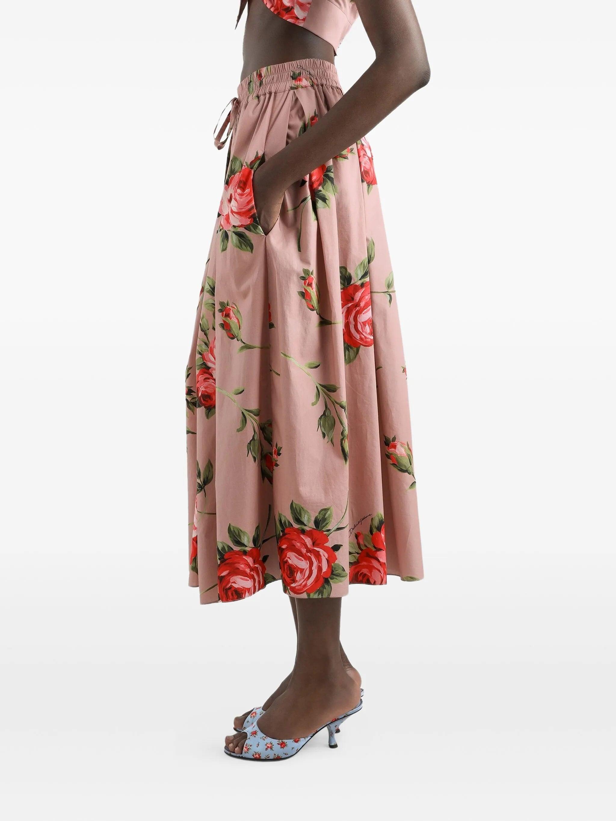 floral print drawstring skirt