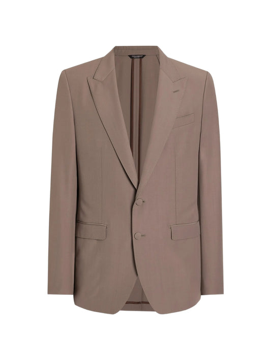 single-breasted wool poplin jacket