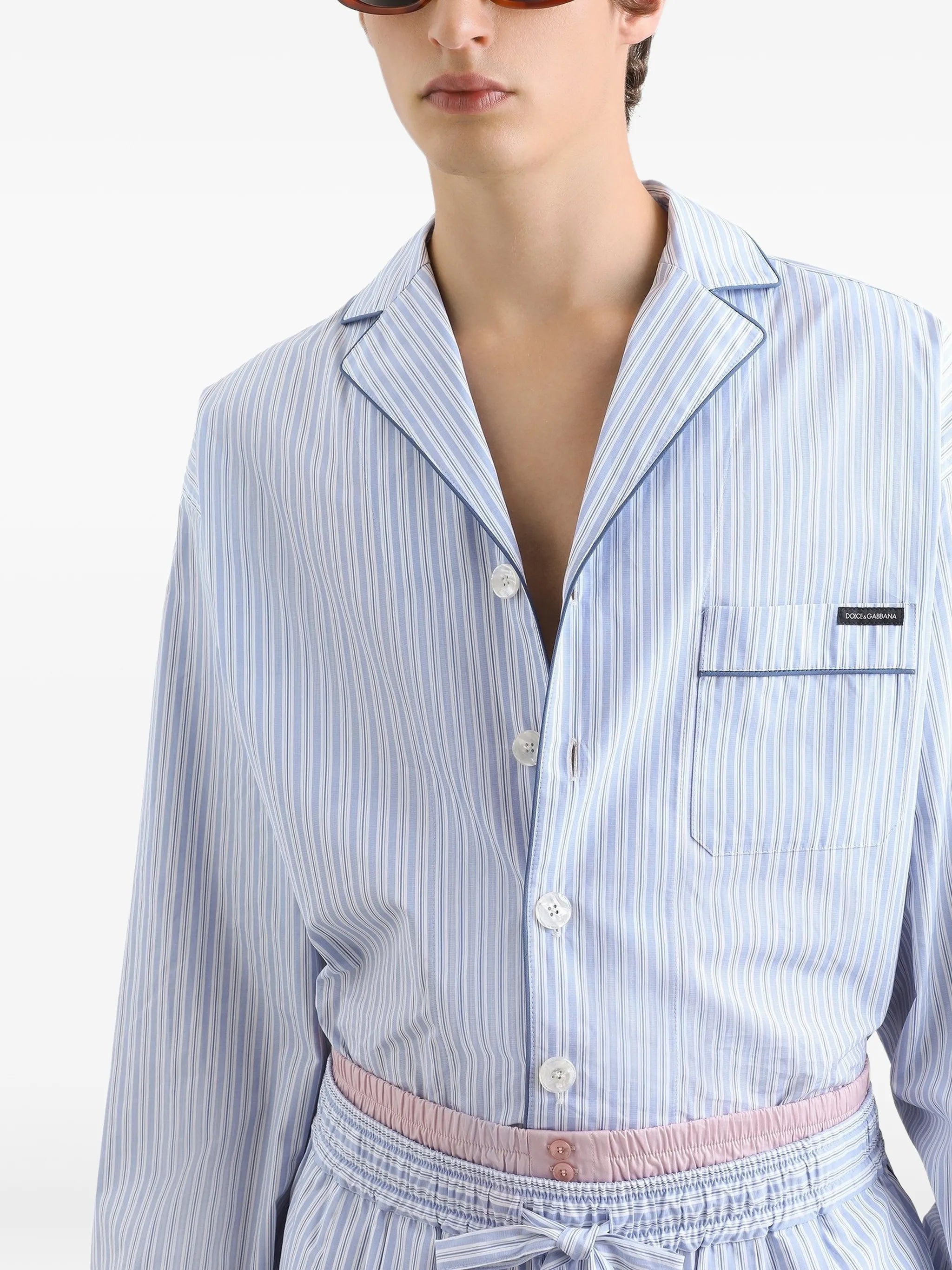 striped piped shirt