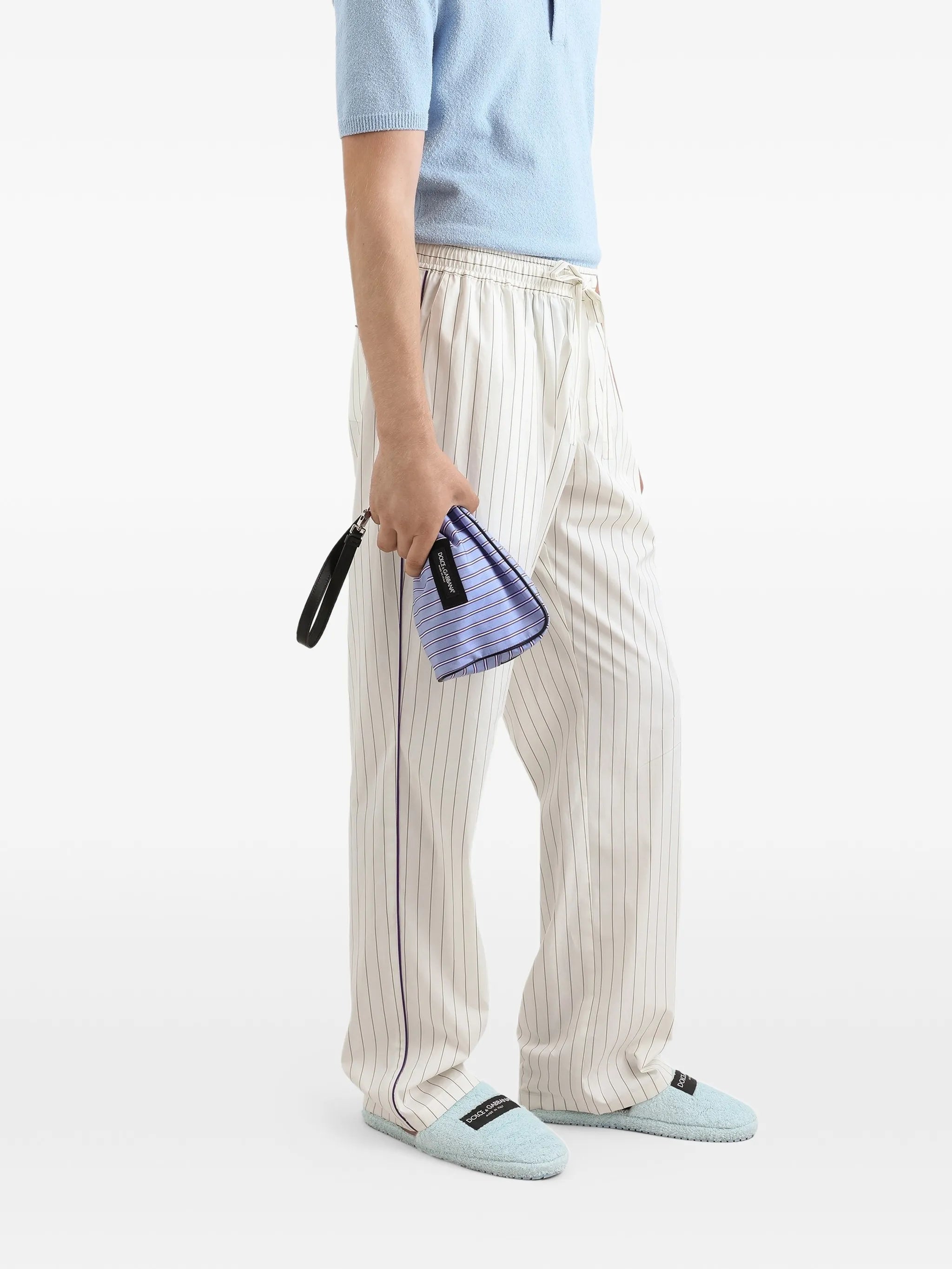 striped top-handle tote bag
