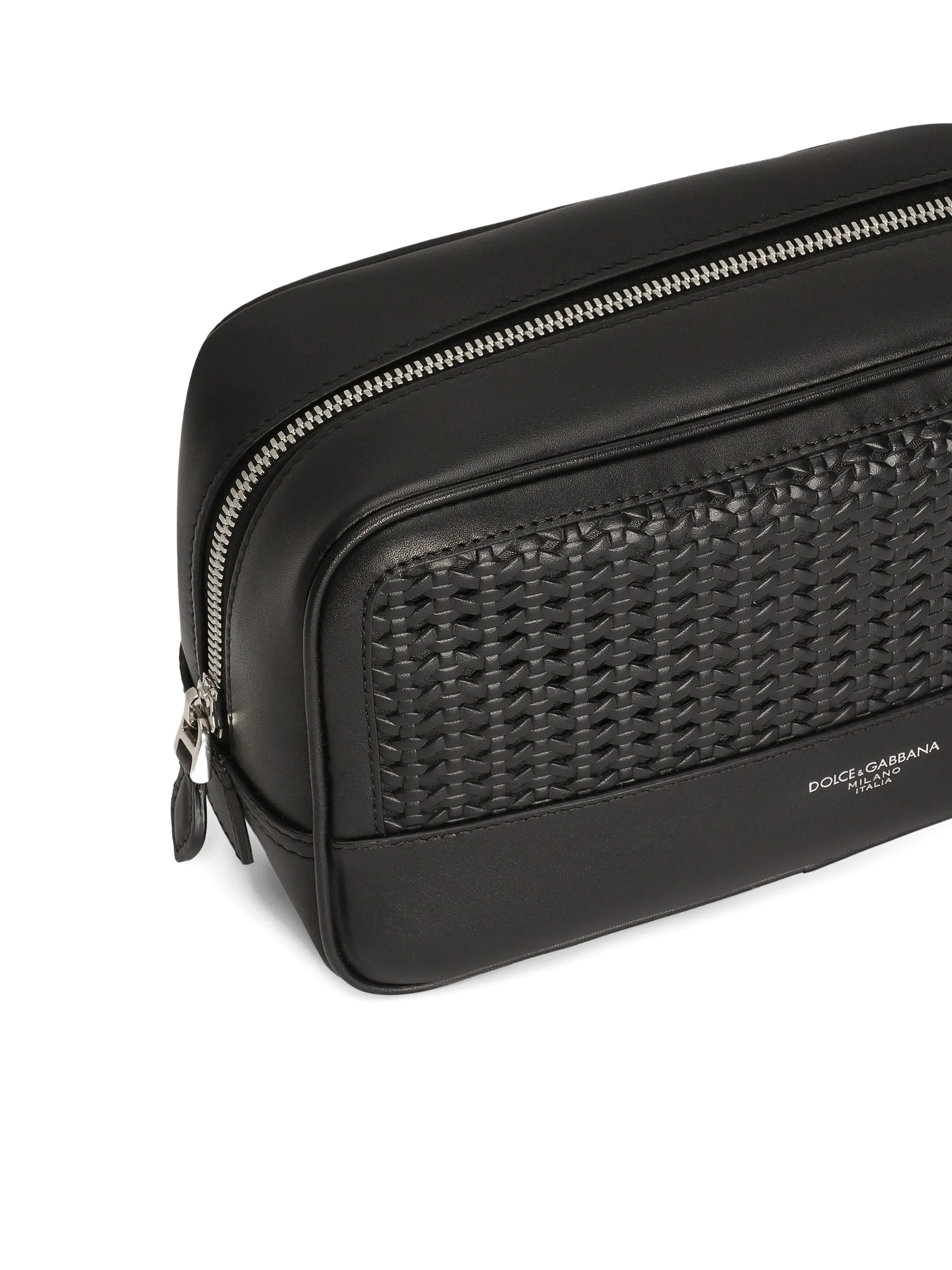 woven-panelled wash bag