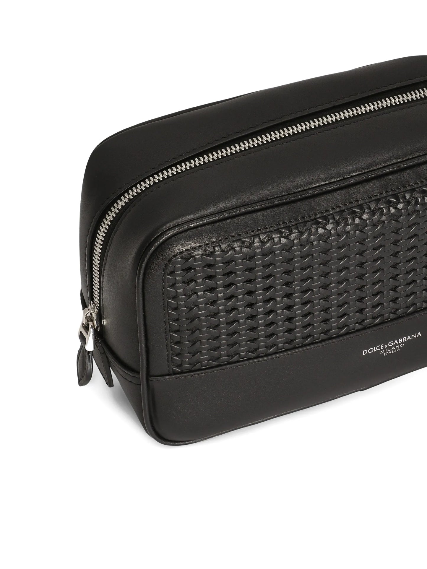 woven-panelled wash bag