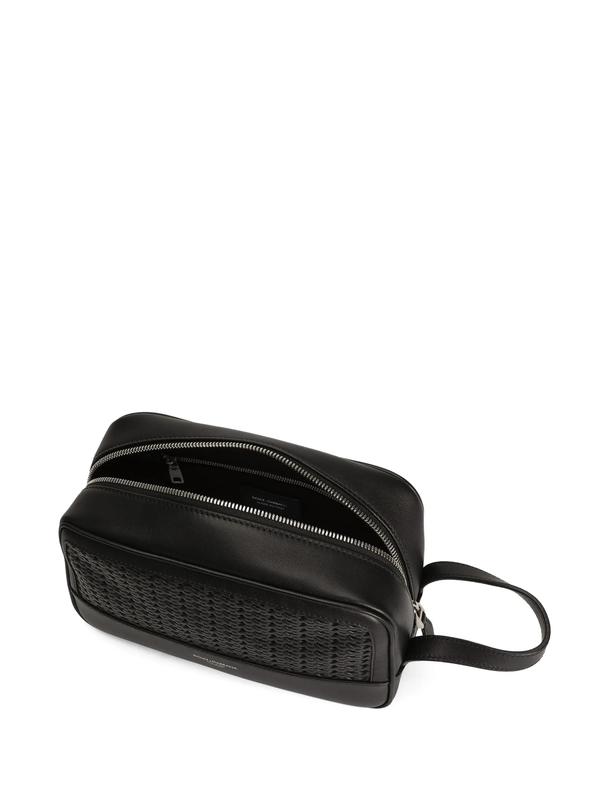 woven-panelled wash bag