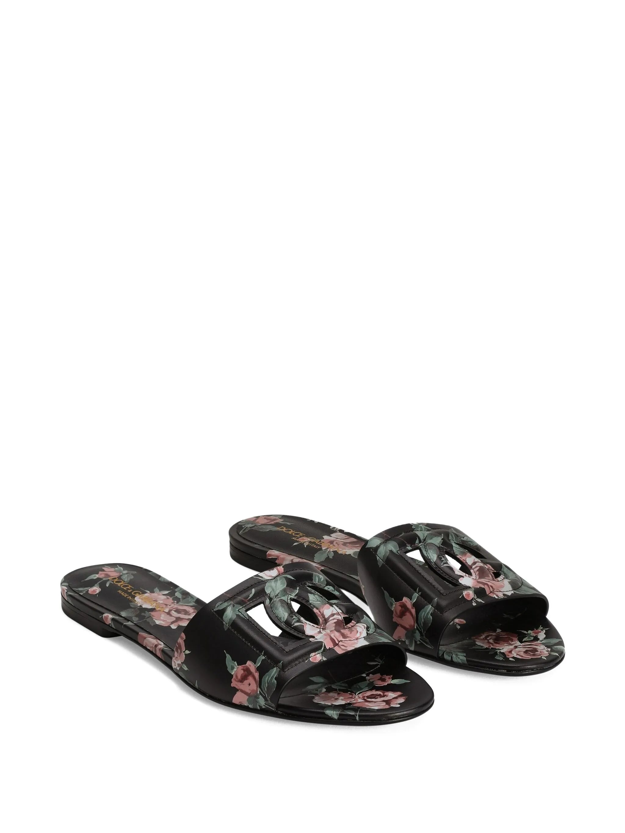 logo floral print slides