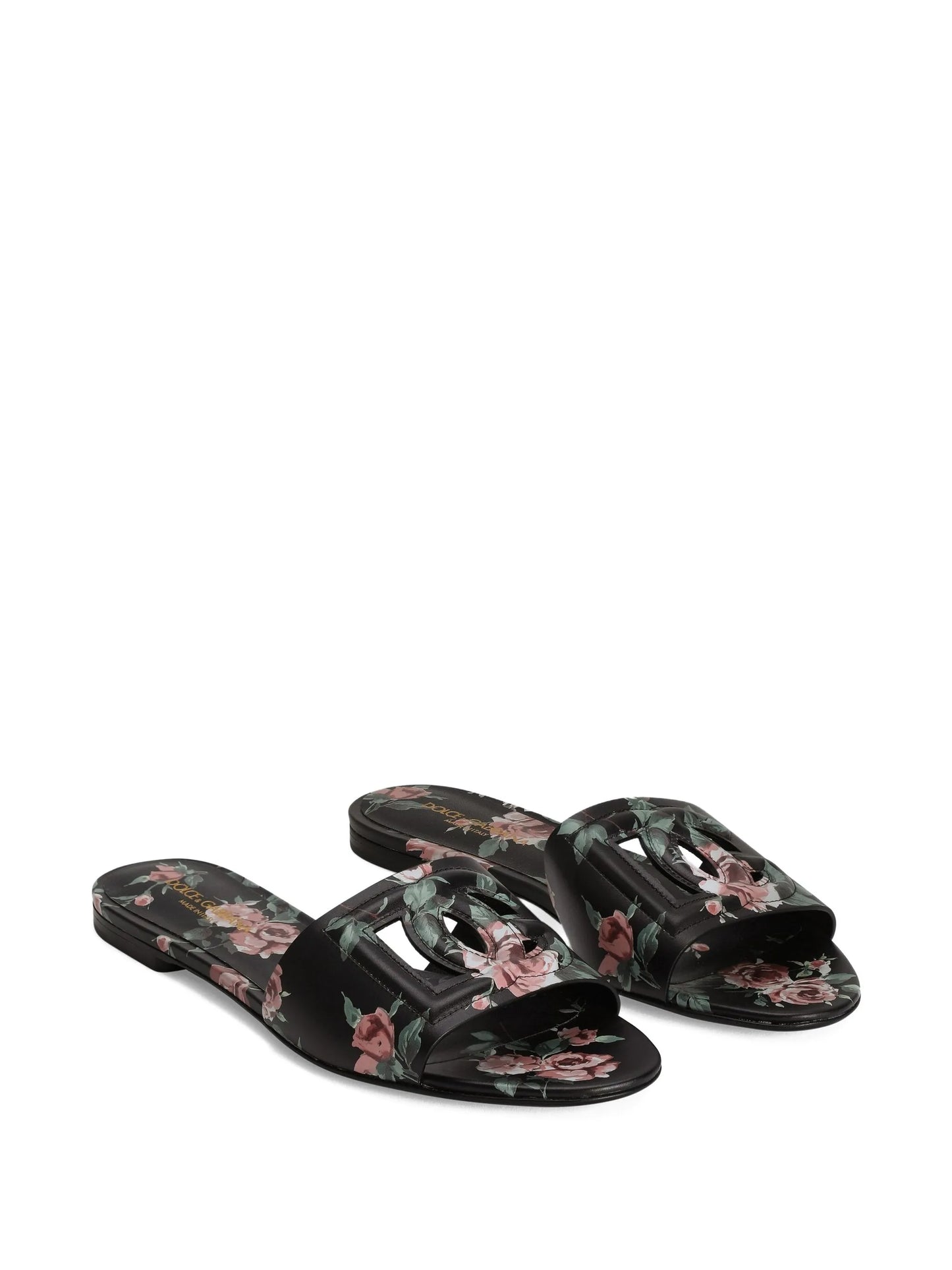 logo floral print slides