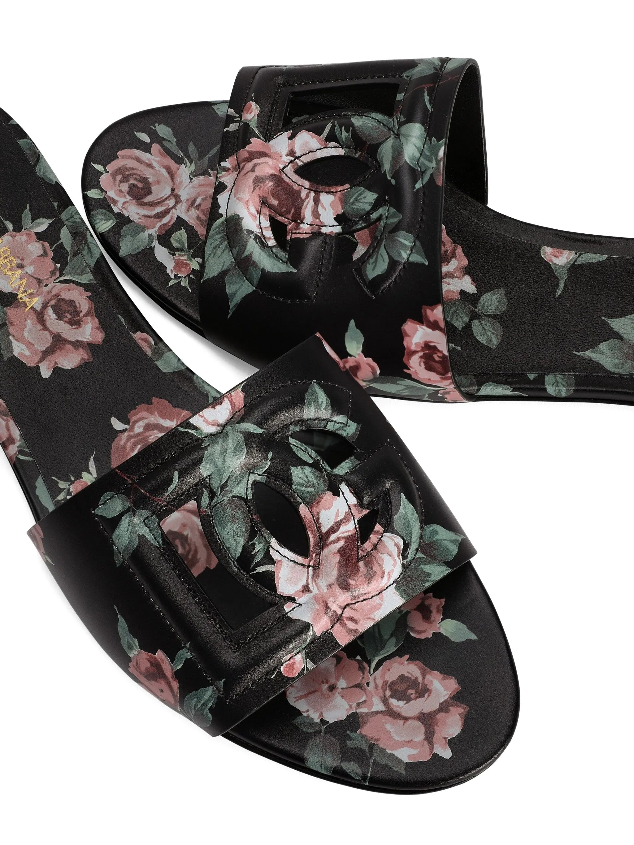 logo floral print slides