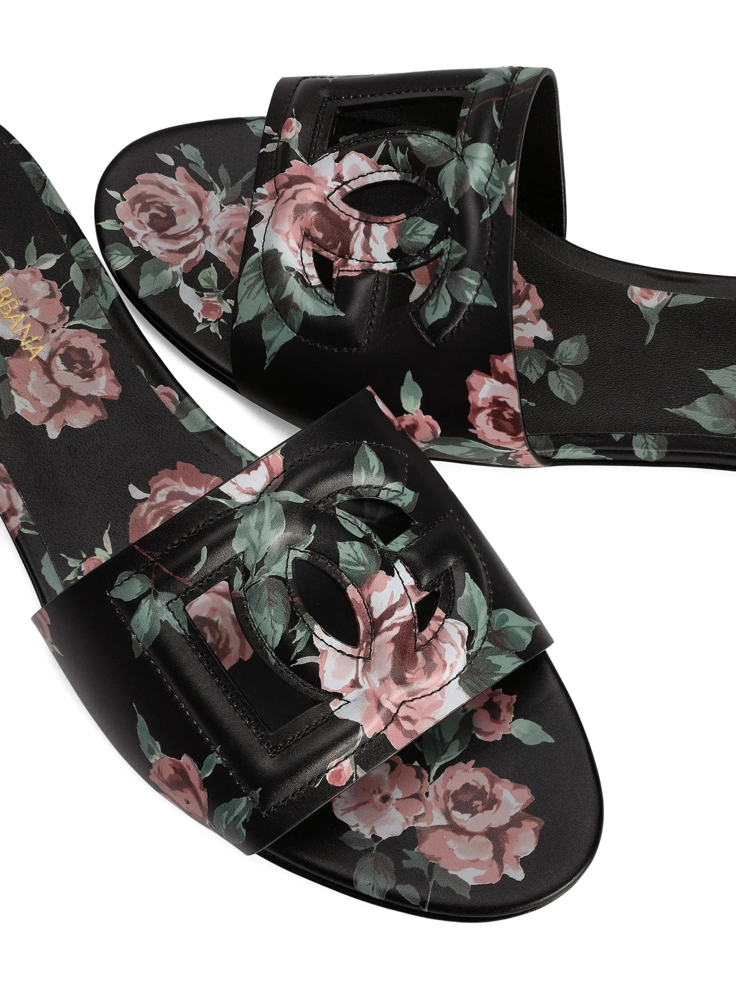 logo floral print slides