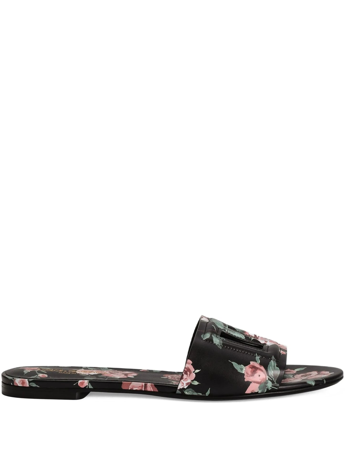 logo floral print slides