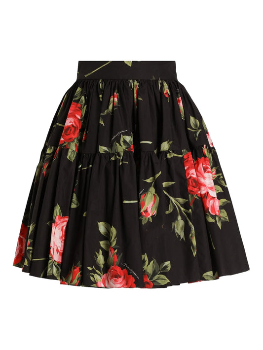 tiered floral mini skirt
