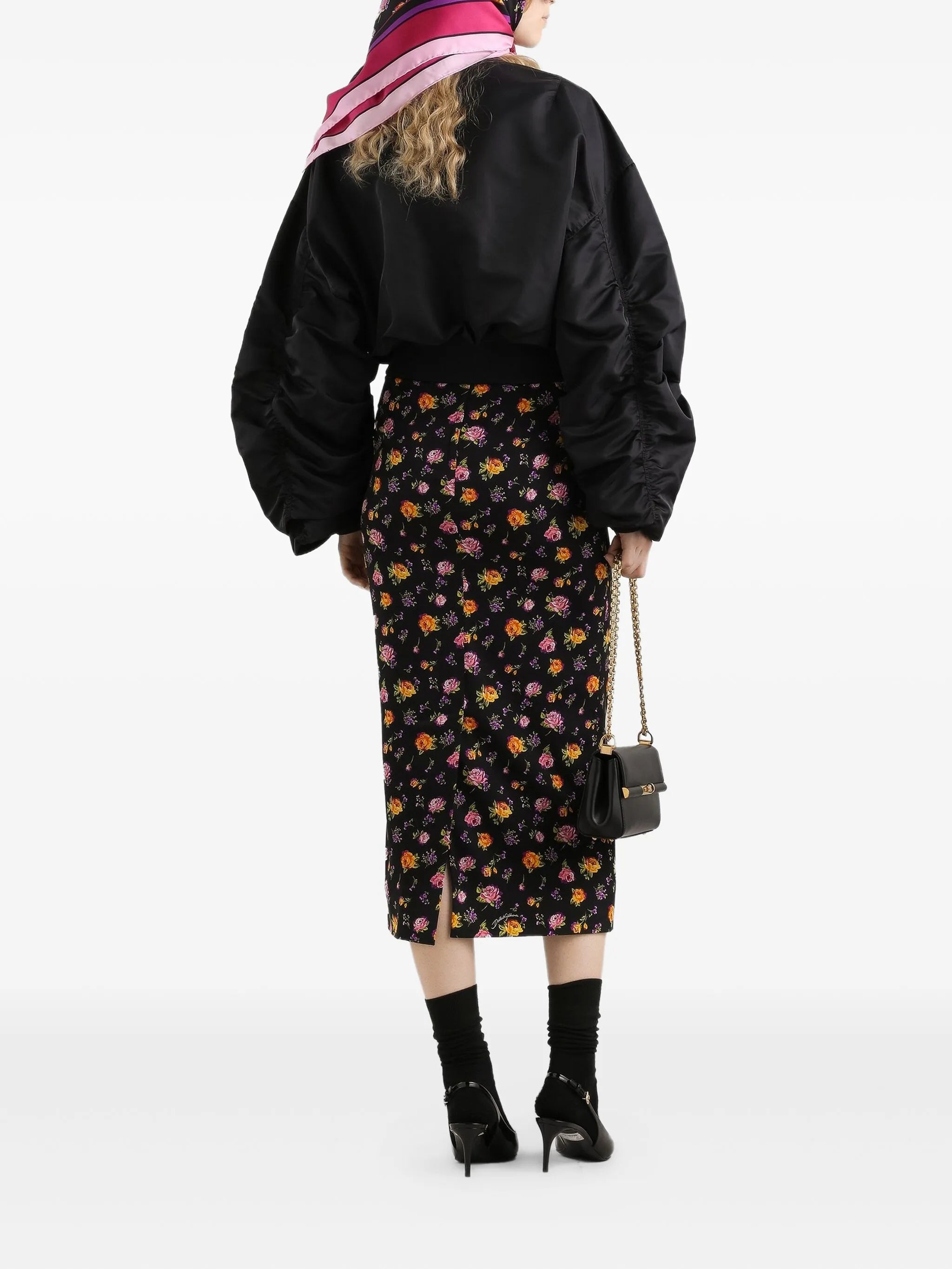 floral slit midi skirt