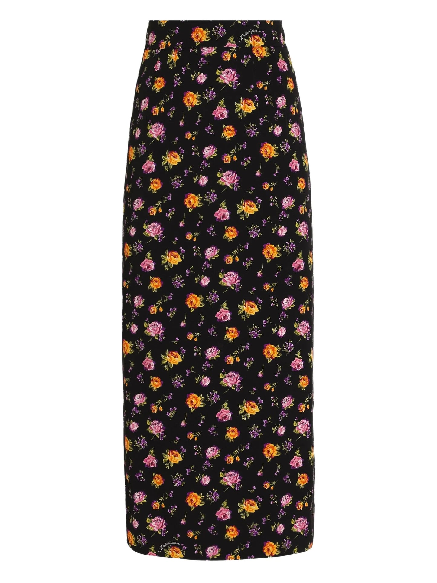 floral slit midi skirt