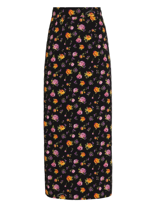 floral slit midi skirt