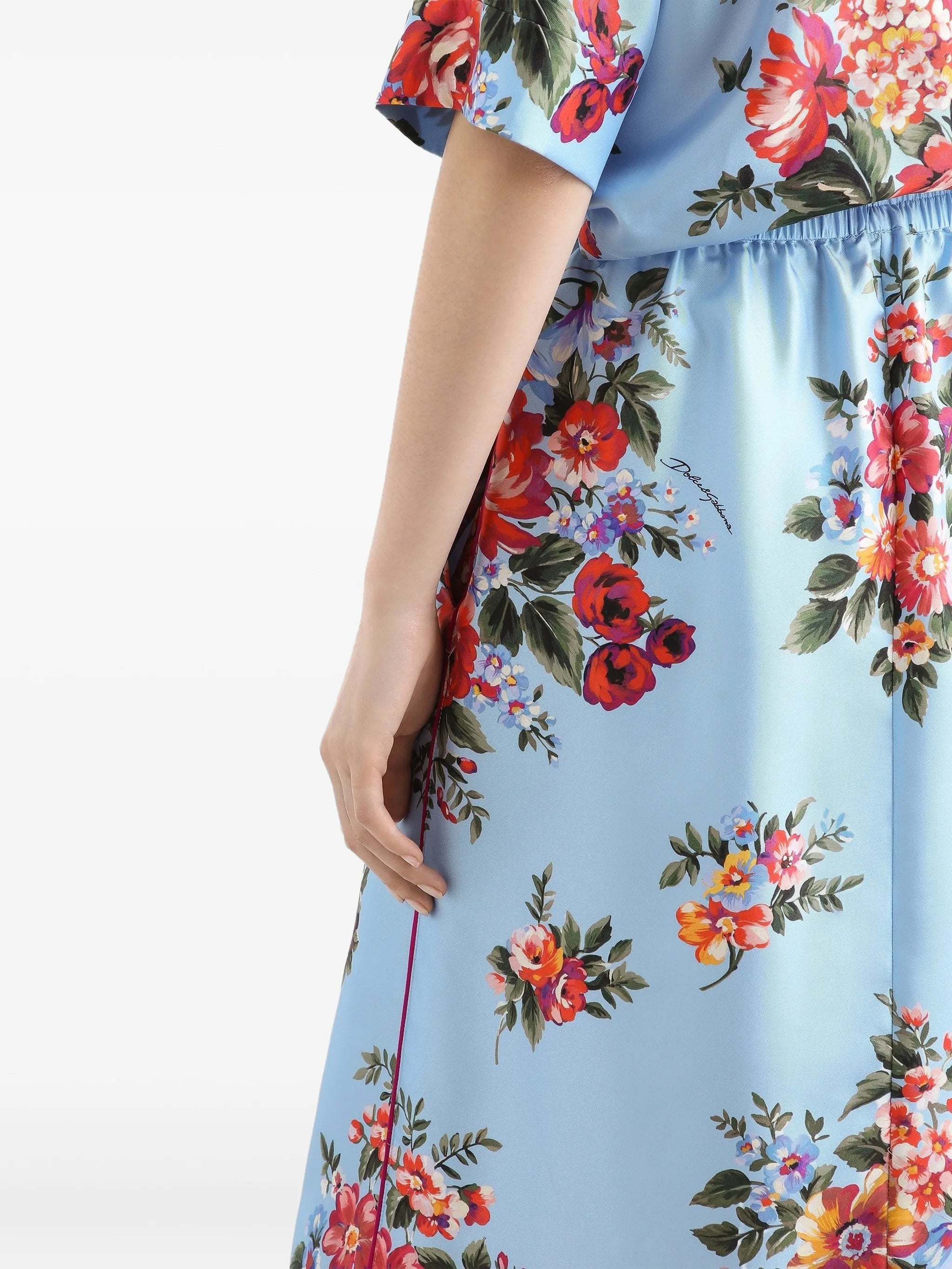 floral-print elasticated midi skirt