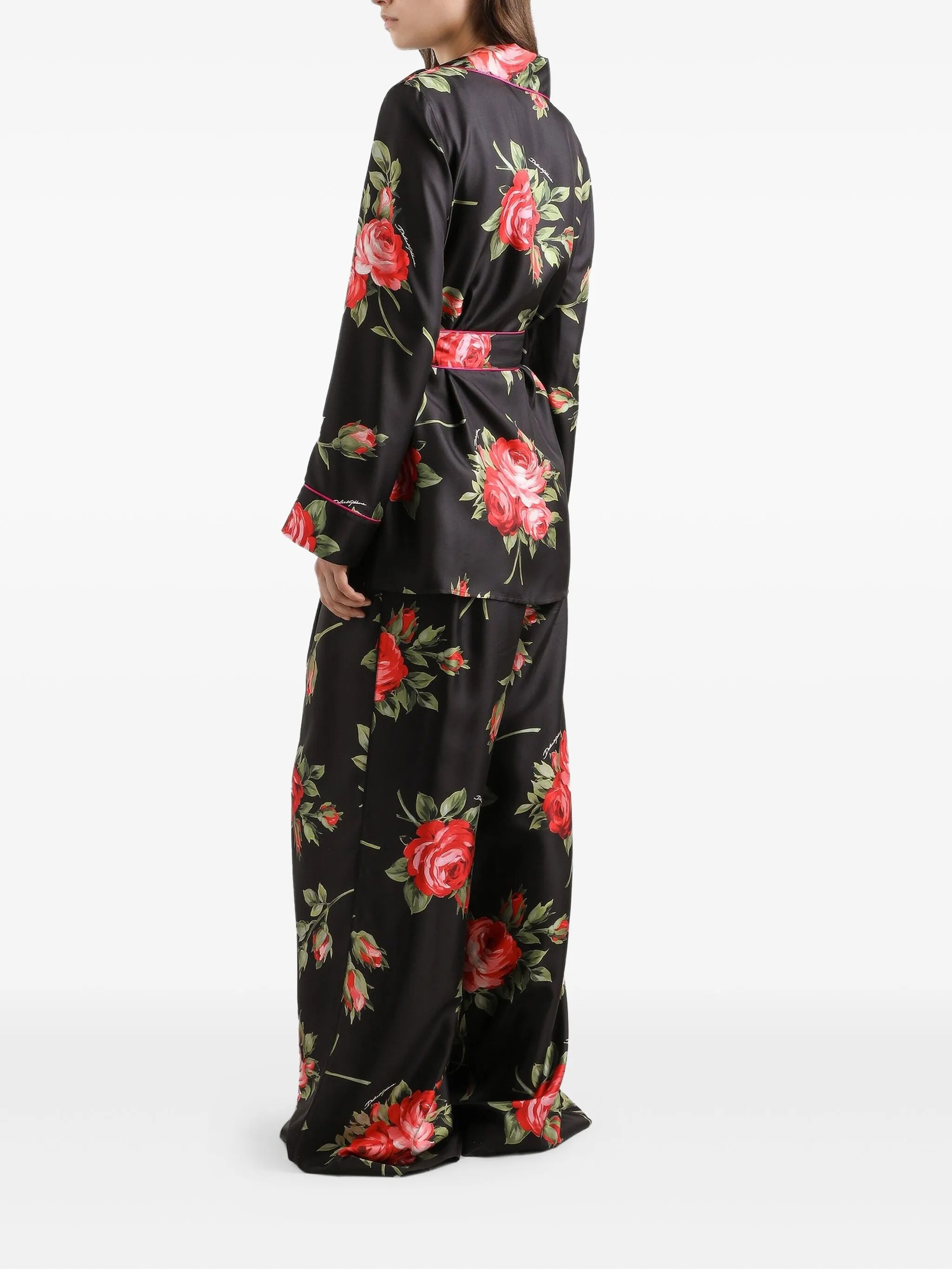 floral-print belted blouse