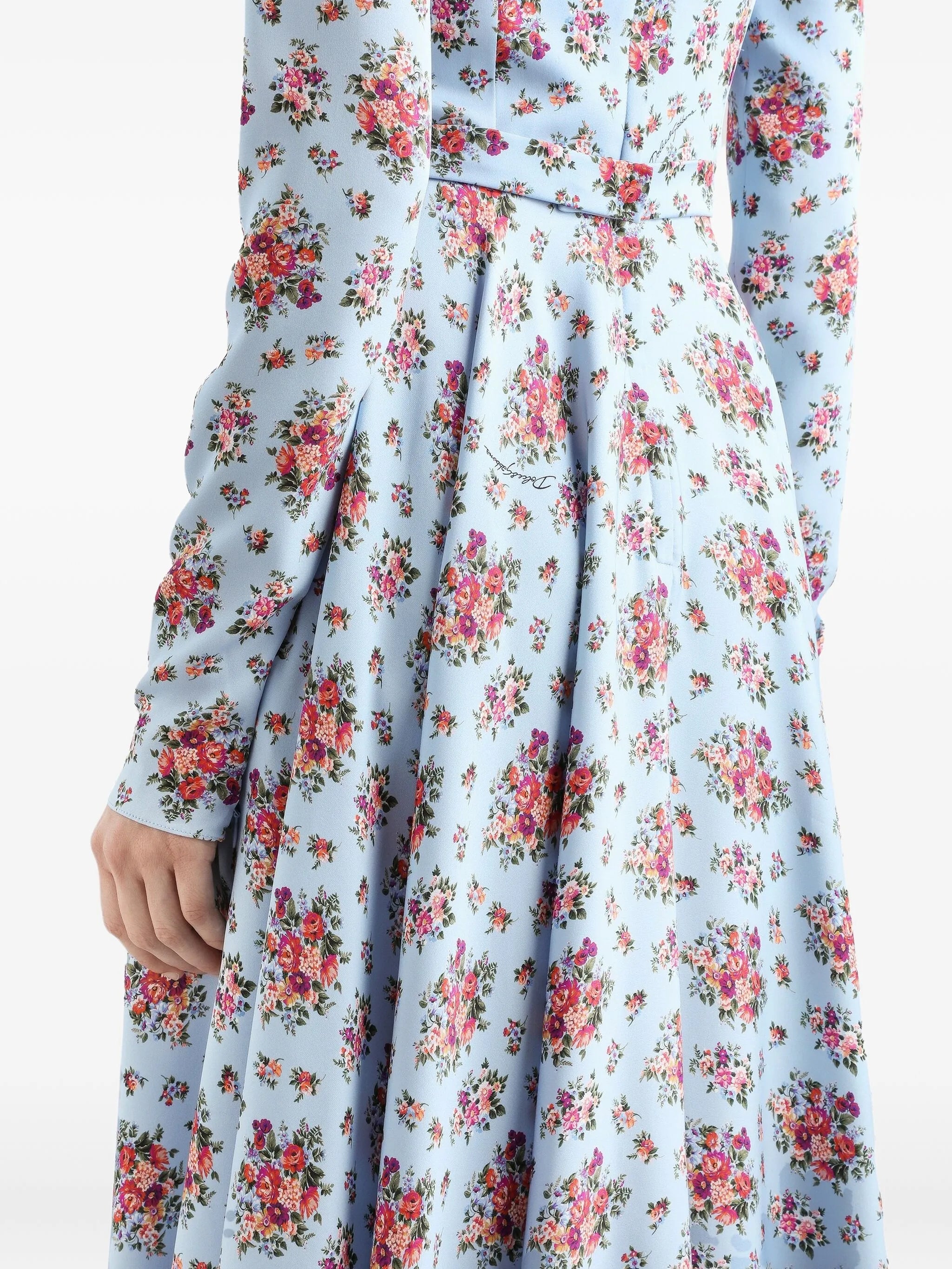 flower bouquets-print midi dress