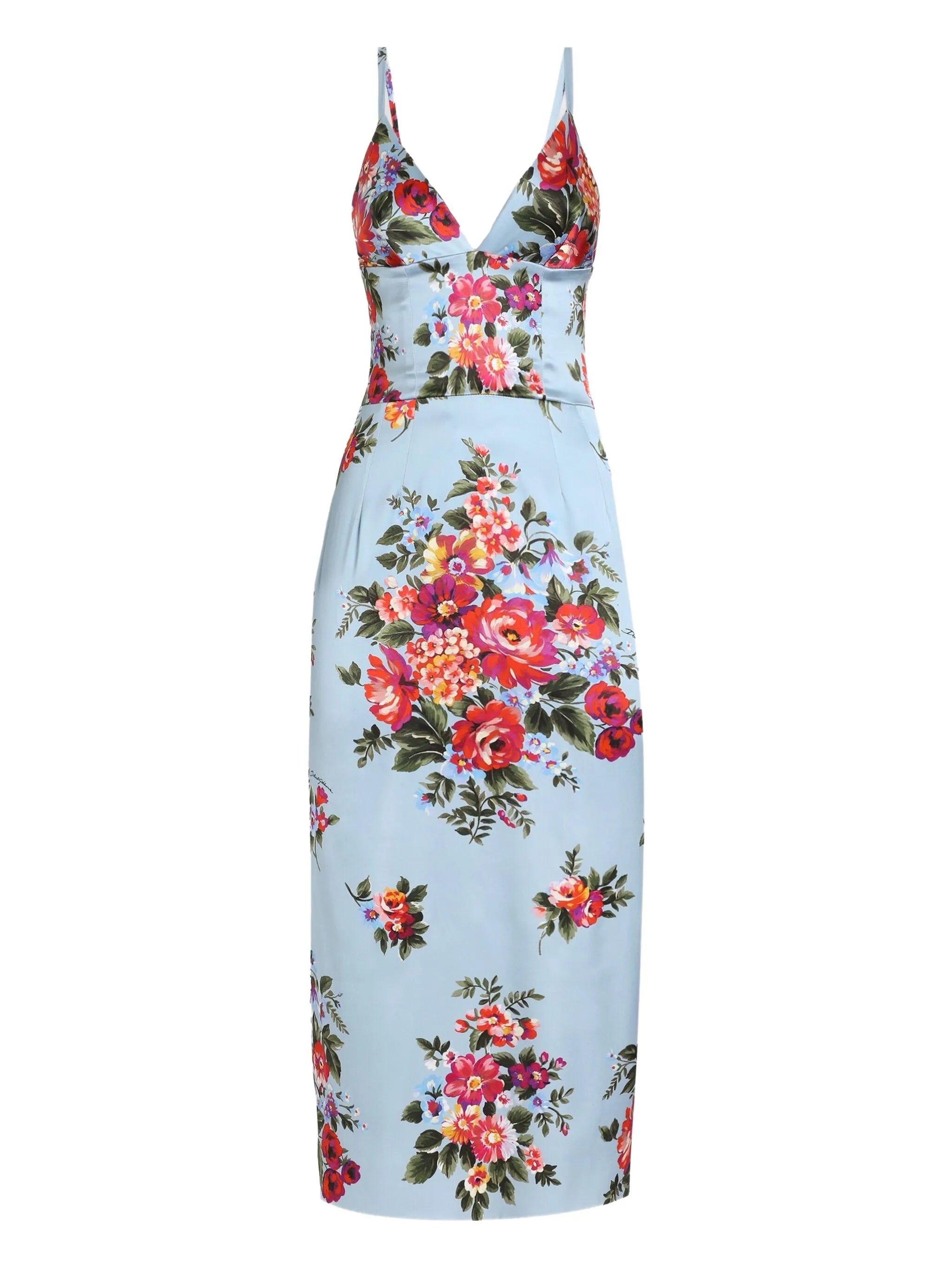 floral V-neck midi dress