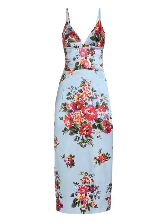 floral V-neck midi dress
