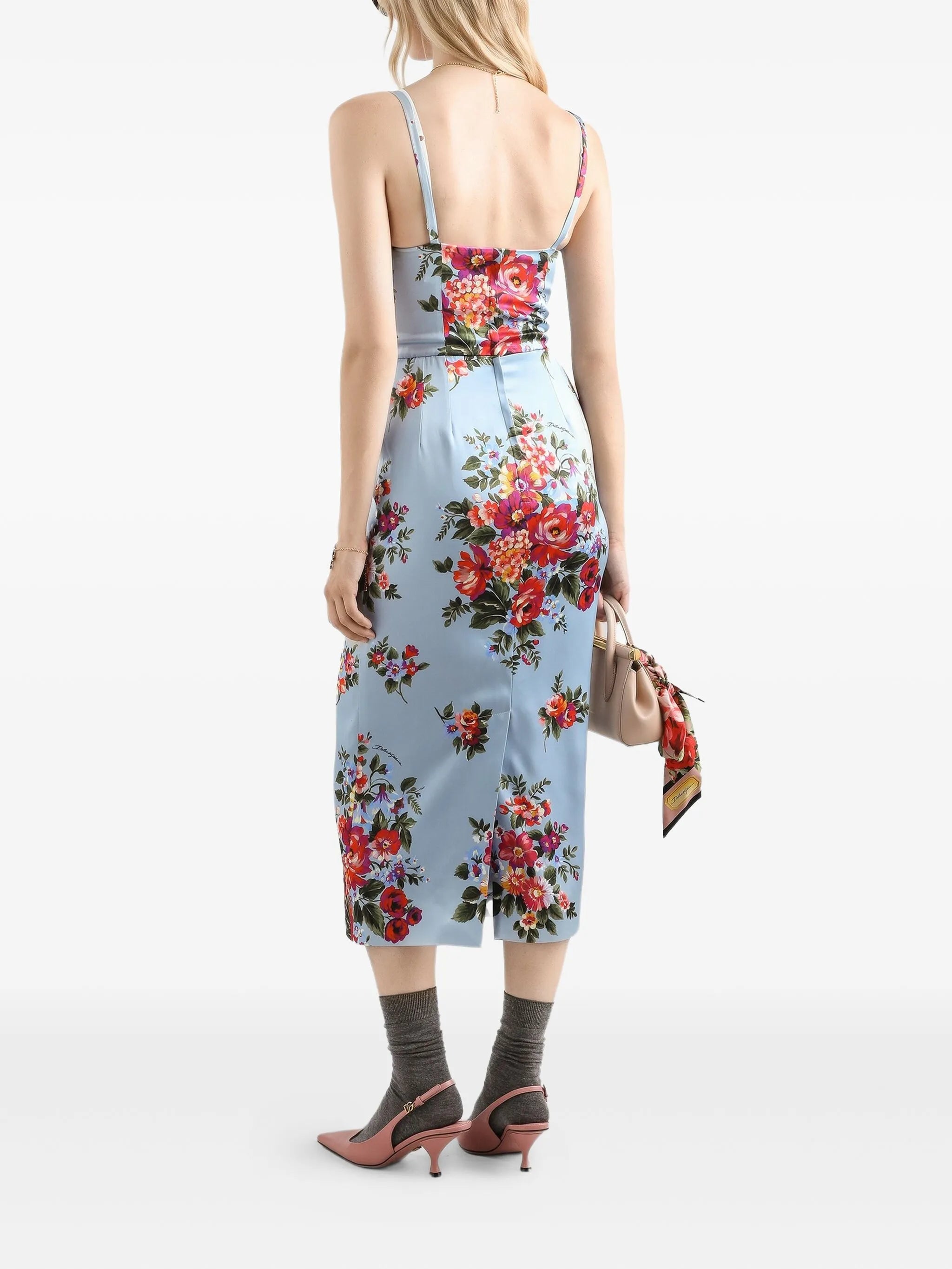 floral V-neck midi dress