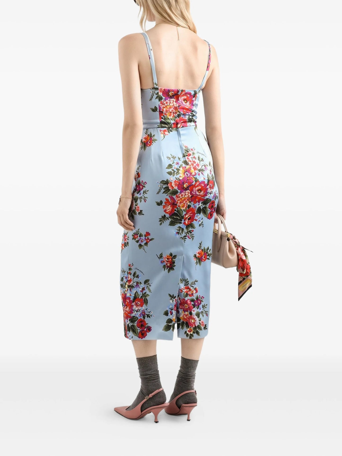 floral V-neck midi dress