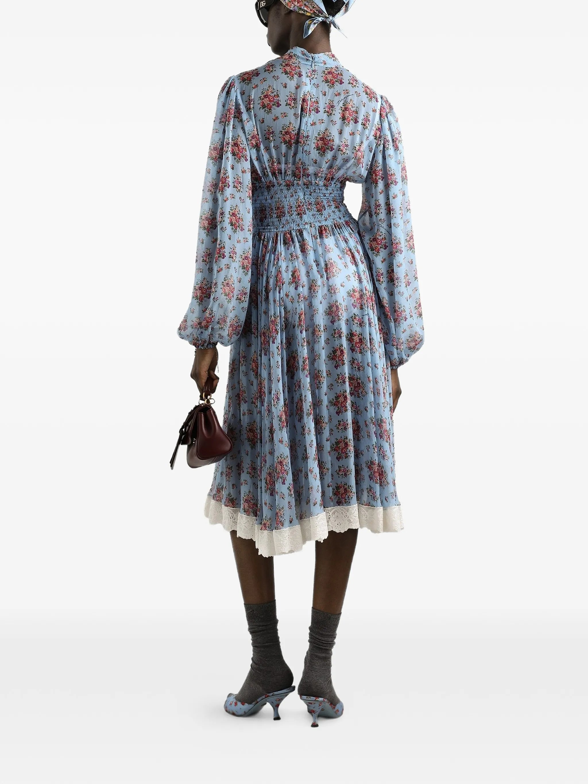 floral-print tie-detail dress