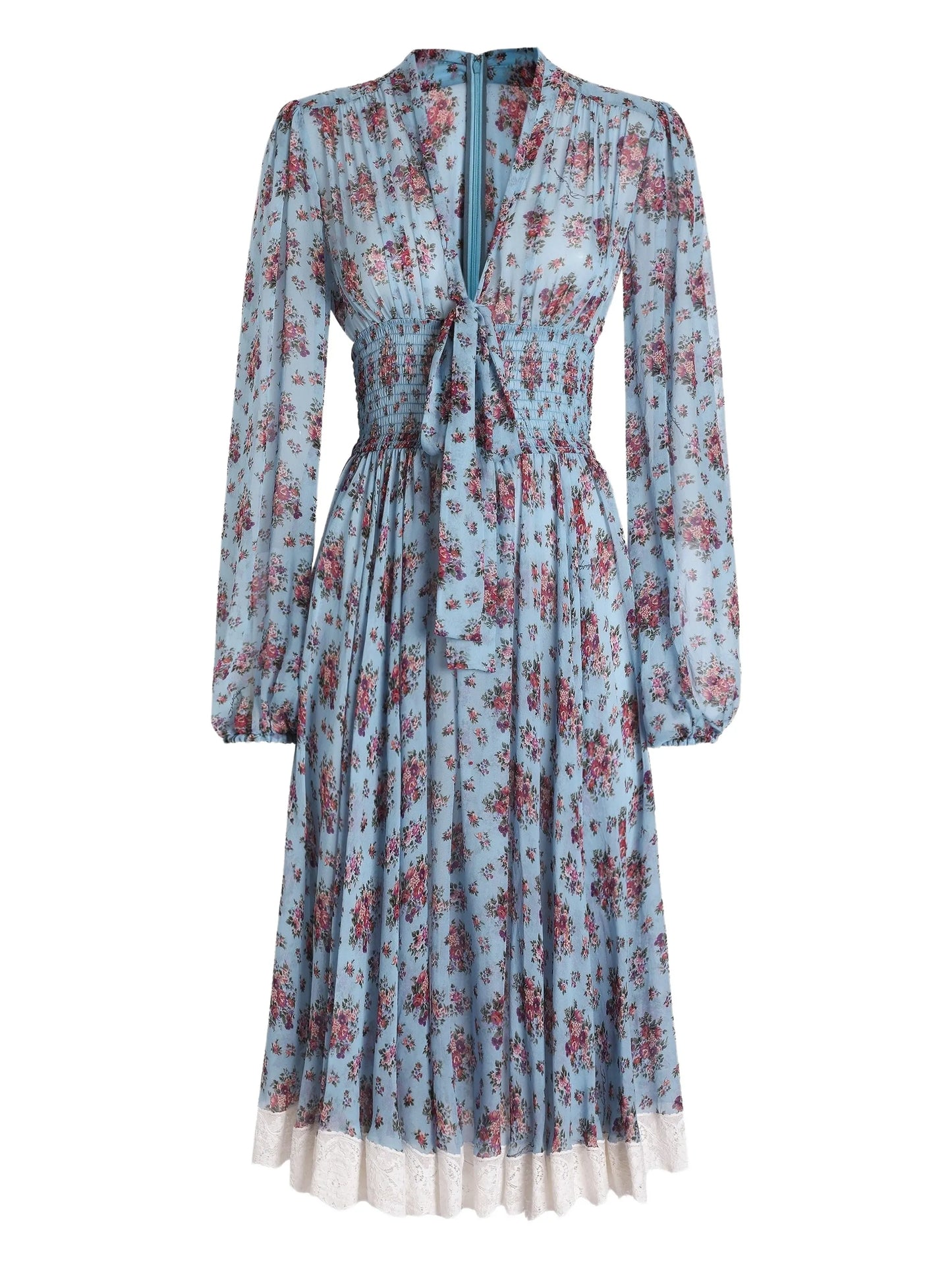 floral-print tie-detail dress