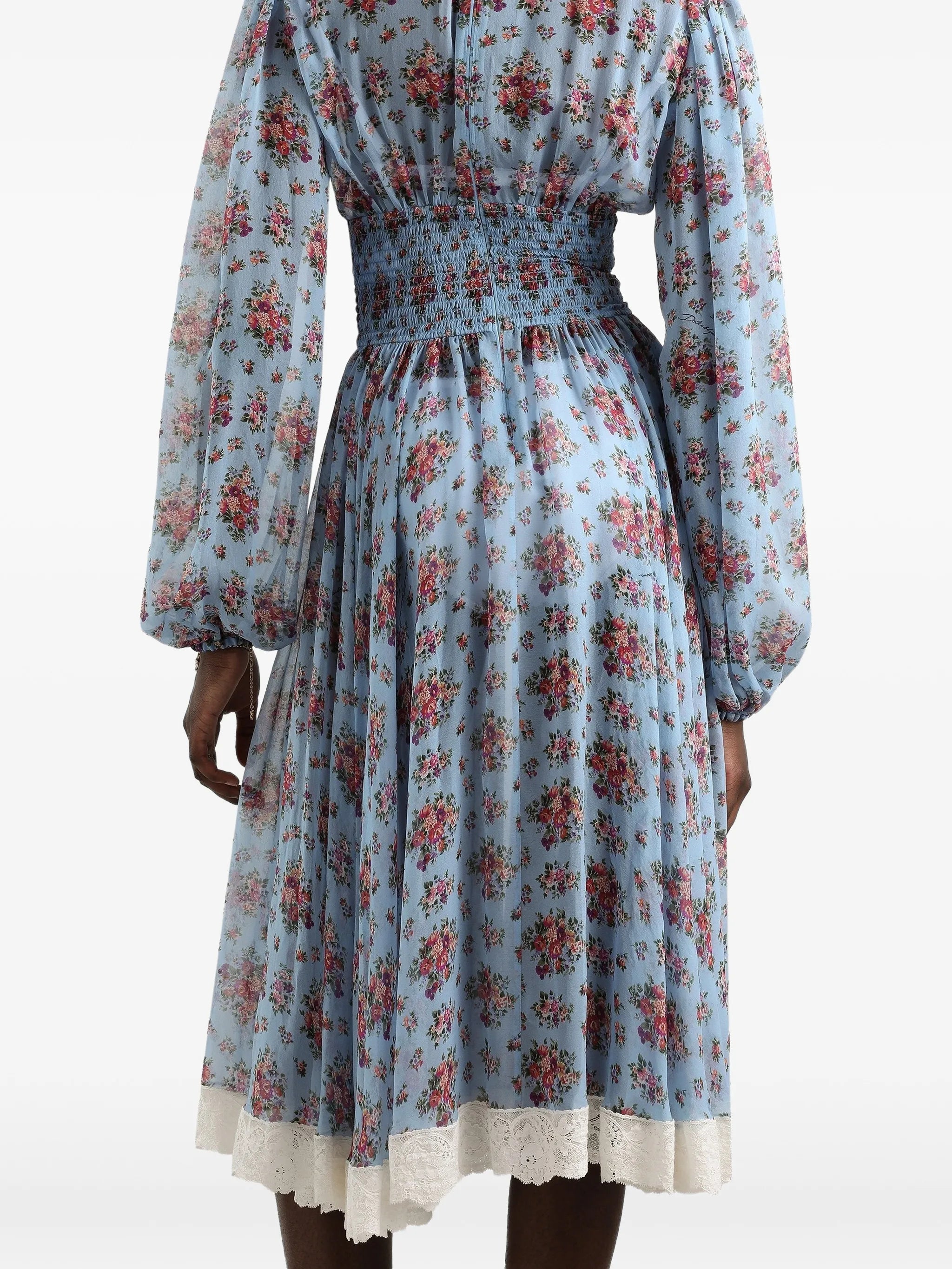 floral-print tie-detail dress