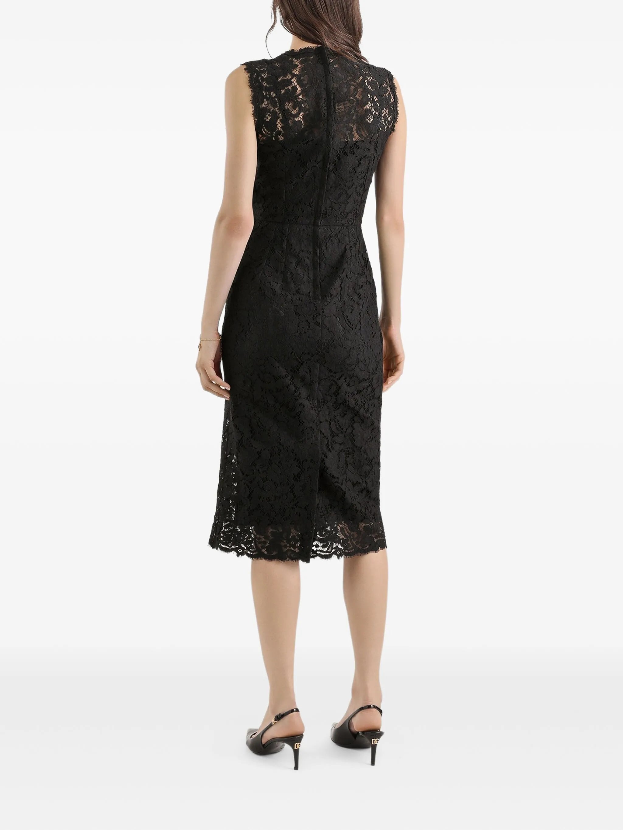 lace sleeveless midi dress