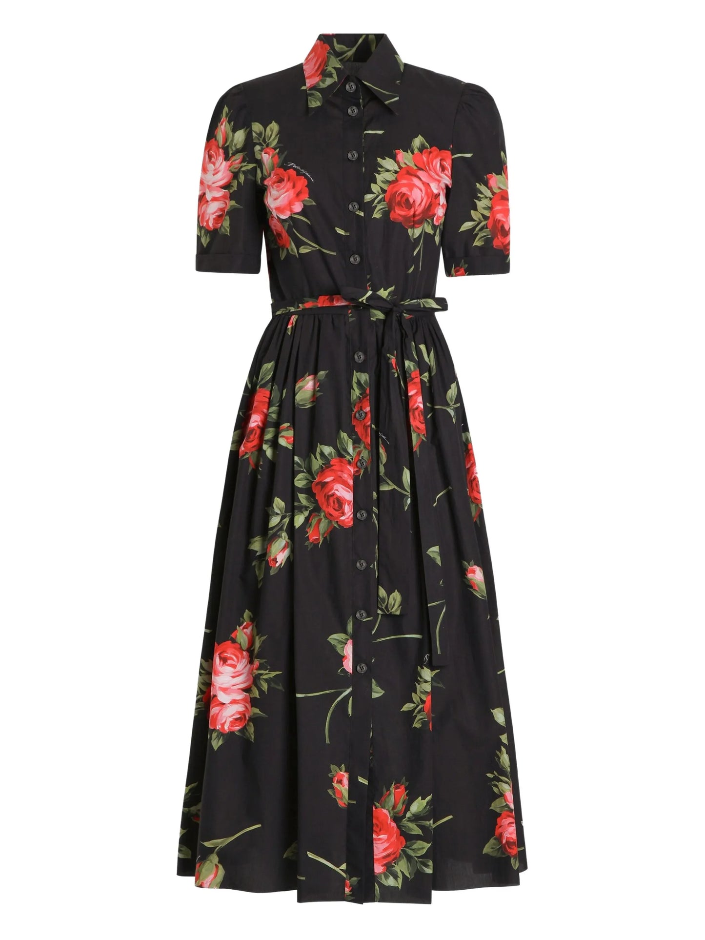 floral-print belted midi dress