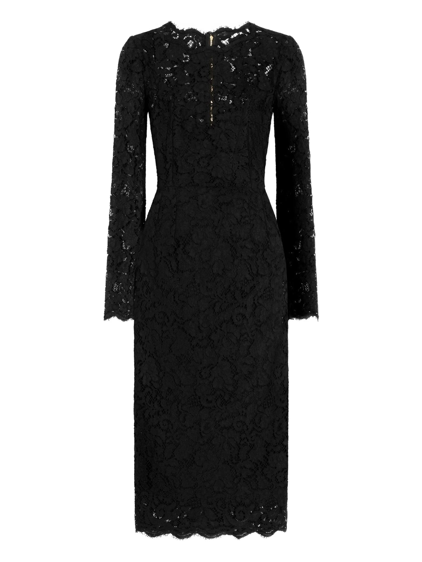 long-sleeve lace midi dress