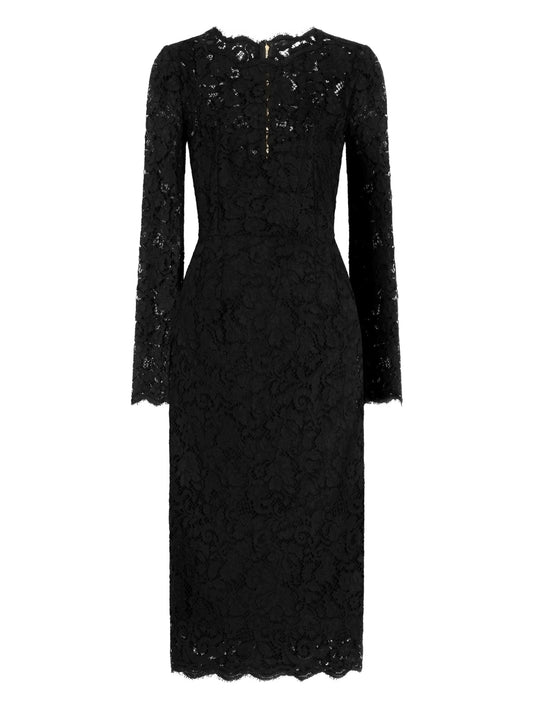 long-sleeve lace midi dress