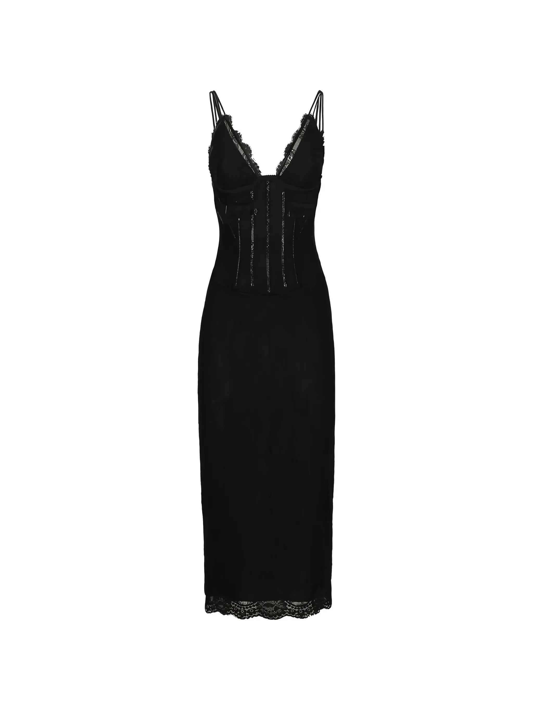 long-sleeve lace midi dress